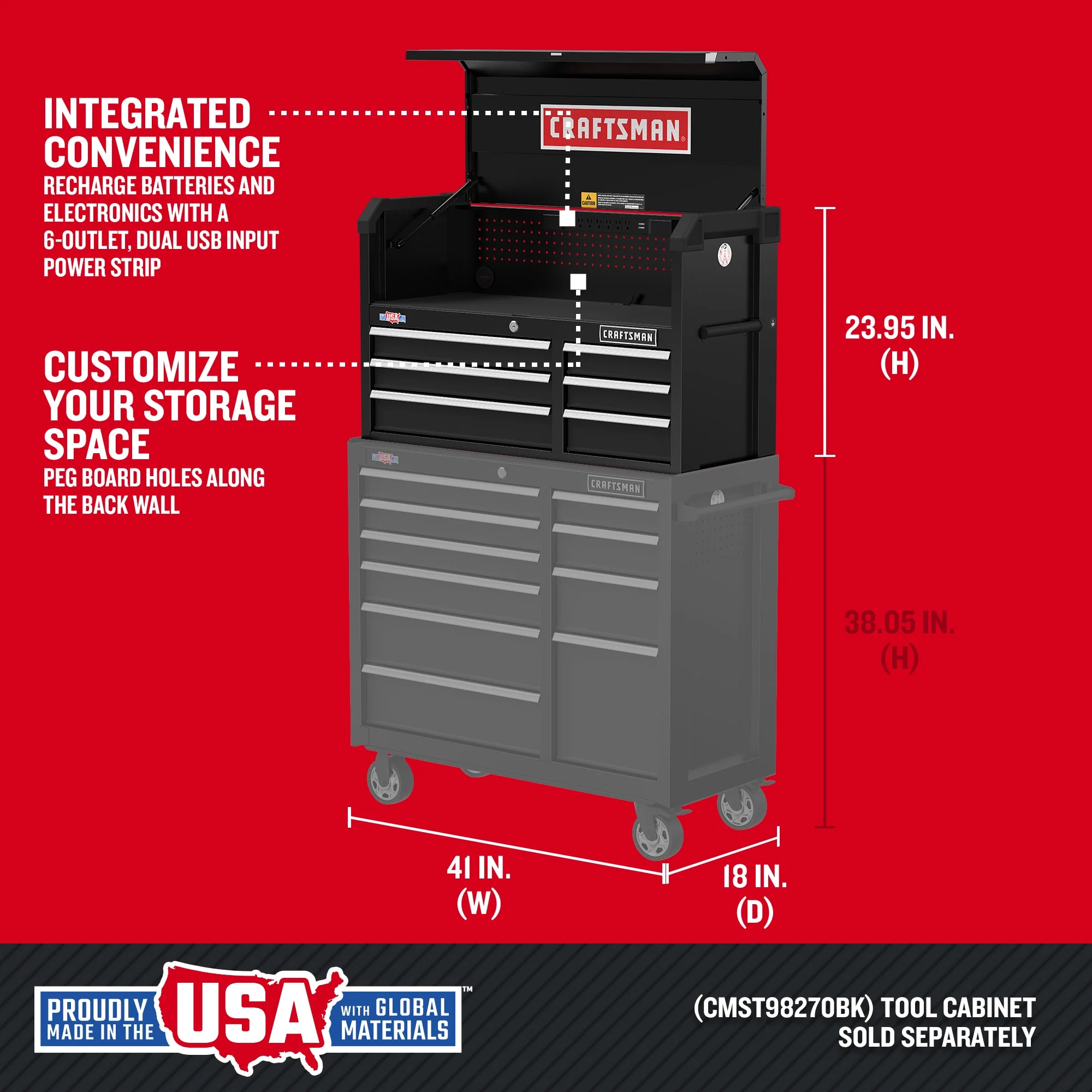 CRAFTSMAN 2000 Series 40.5-in W x 24.7-in H 6-Drawer Steel Tool Chest (Black) - Image 2