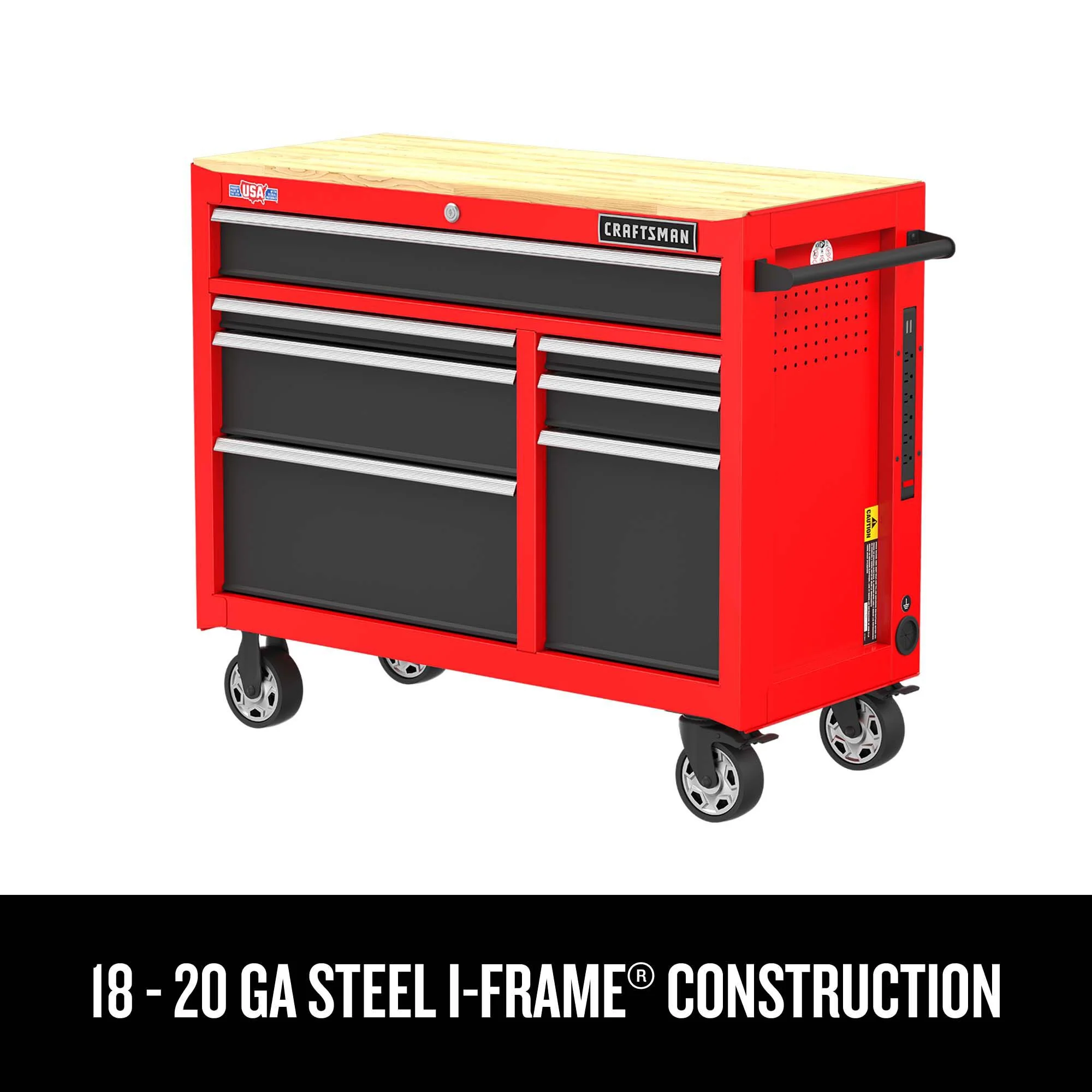 CRAFTSMAN 2000 Series 40.6-in L x 34-in H 7-Drawer Rolling Red Wood Work Bench - Image 8