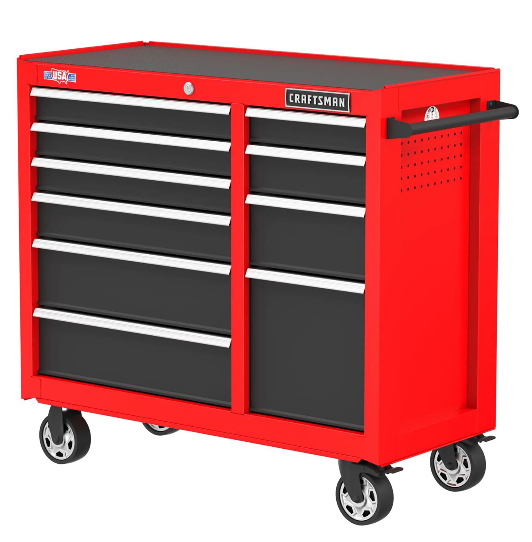 CRAFTSMAN 2000 Series 41.28-in W x 38.05-in H 10-Drawer Steel Rolling Tool Cabinet (Red)