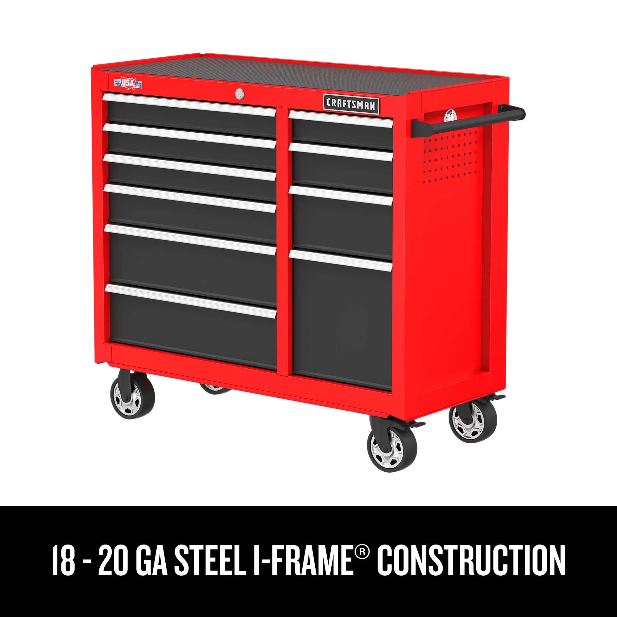 CRAFTSMAN 2000 Series 41.28-in W x 38.05-in H 10-Drawer Steel Rolling Tool Cabinet (Red) - Image 6