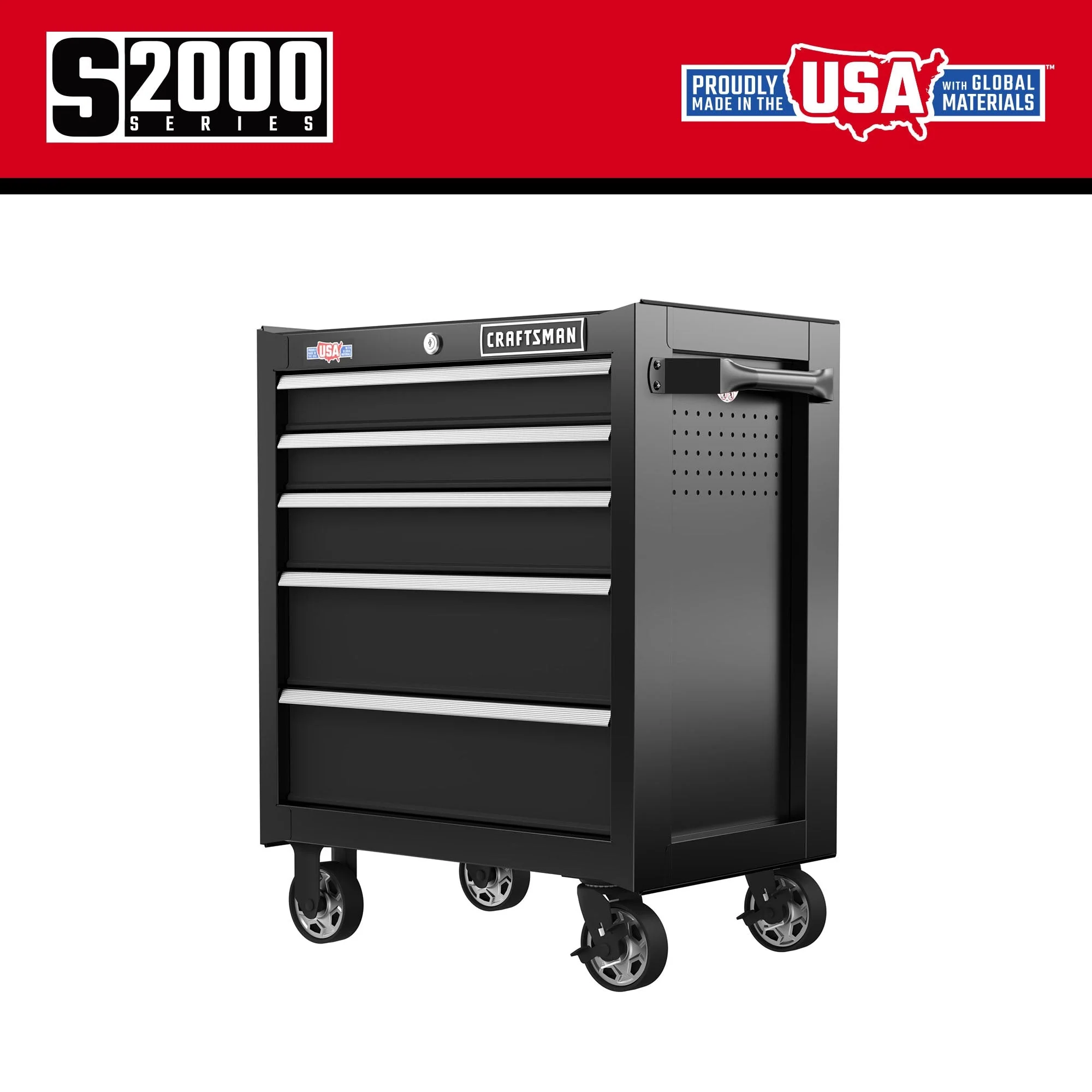 CRAFTSMAN 2000 Series 5-Drawer Steel Rolling Tool Cabinet, Black - Image 2