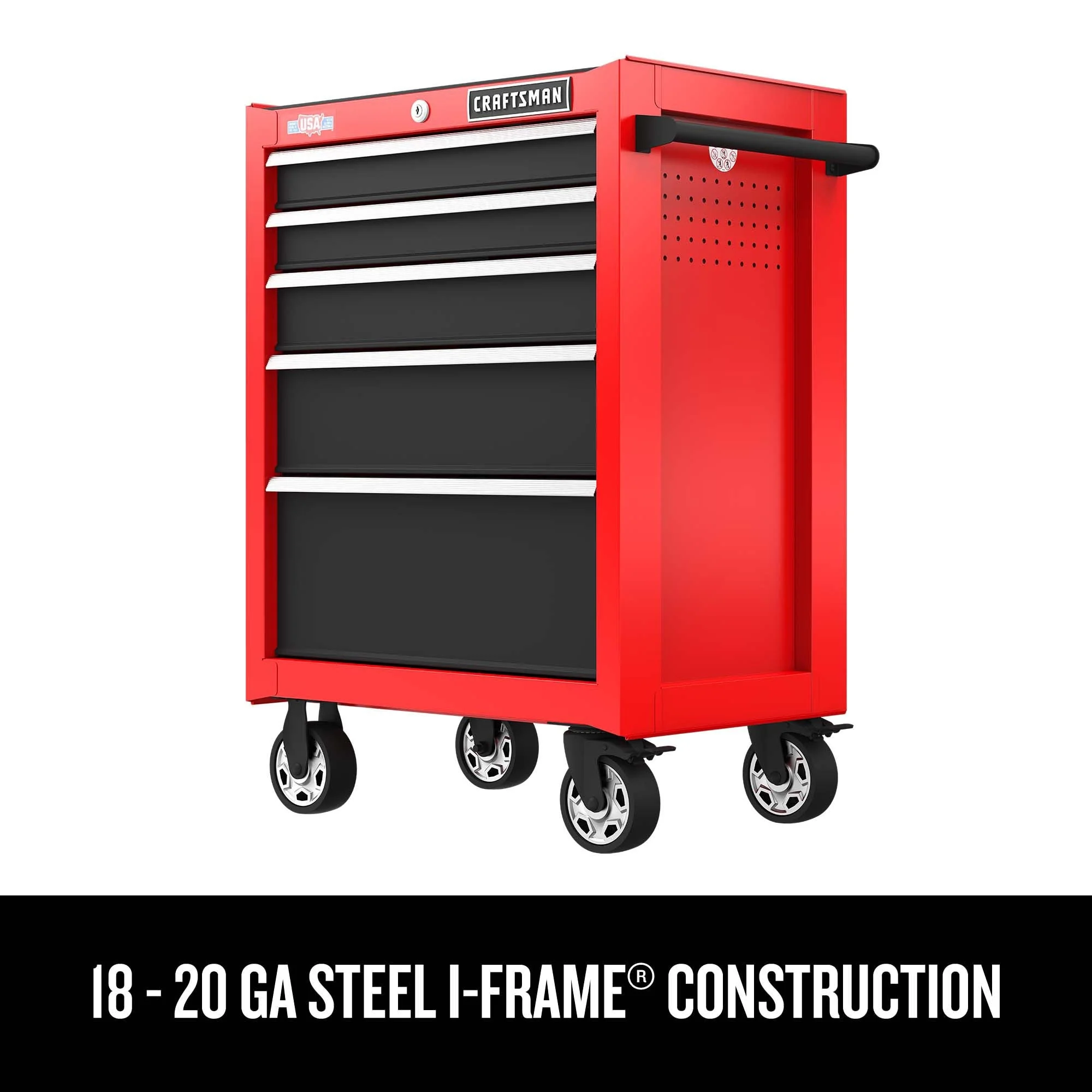 CRAFTSMAN 2000 Series 5-Drawer Steel Rolling Tool Cabinet, Red - Image 4
