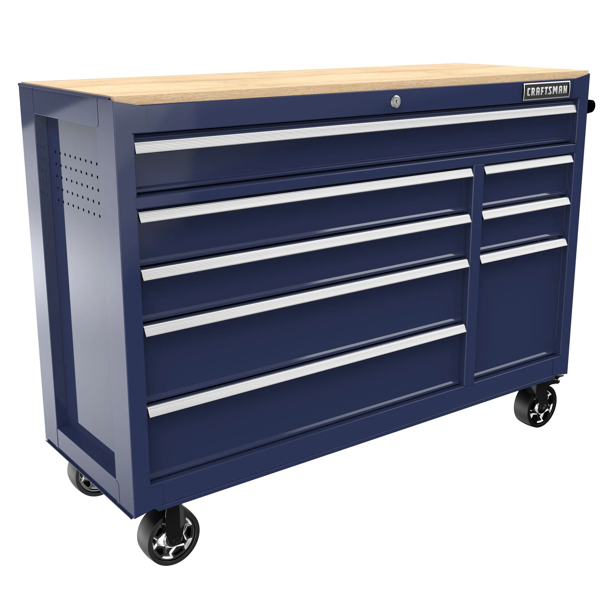 CRAFTSMAN 2000 Series 51.2-in L x 37.5-in H 8-Drawer Rolling Midnight Blue Wood Work Bench with Power Strip - Image 3