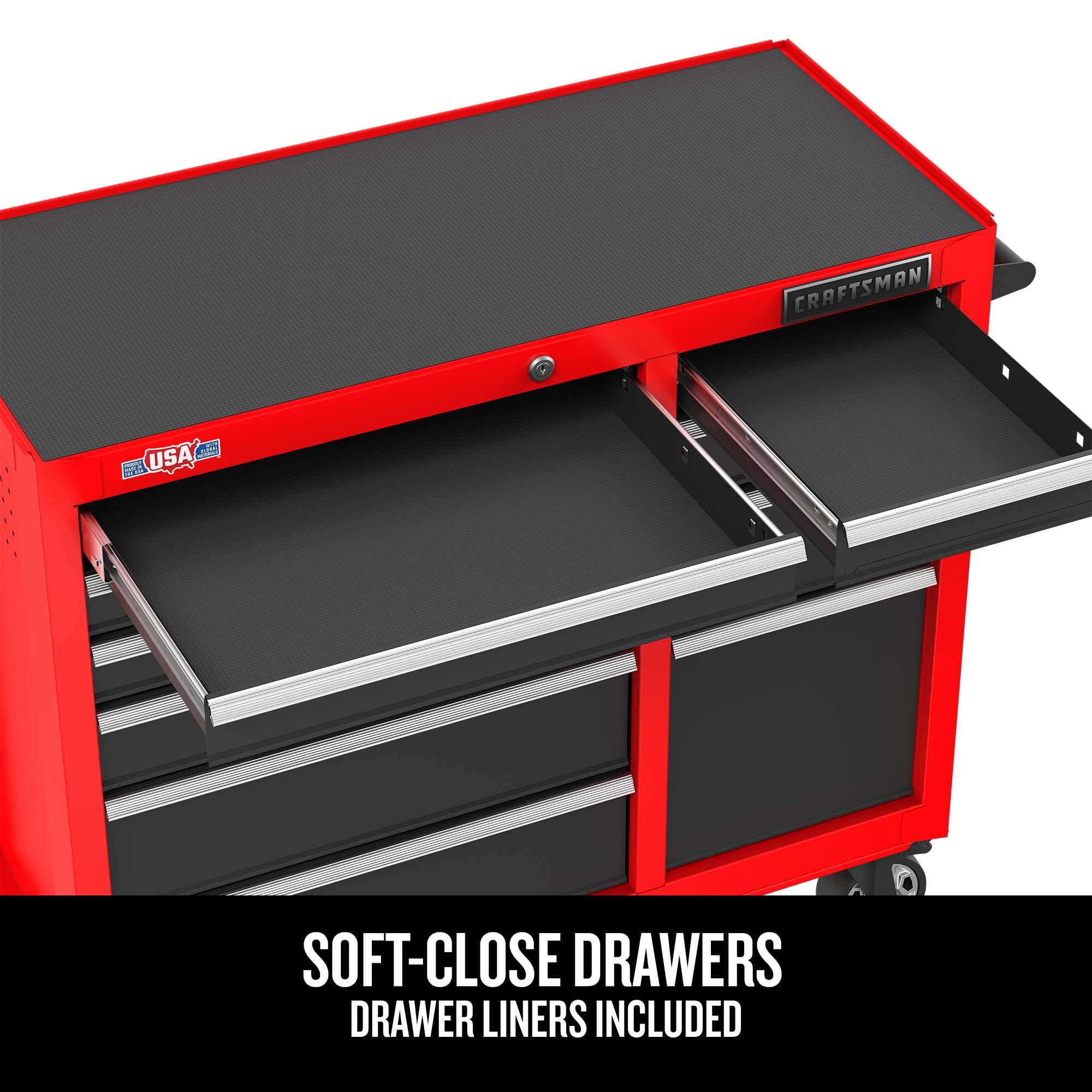 CRAFTSMAN 2000 Series 52-in W x 37.5-in H 10-Drawer Steel Rolling Tool Cabinet (Red) - Image 4