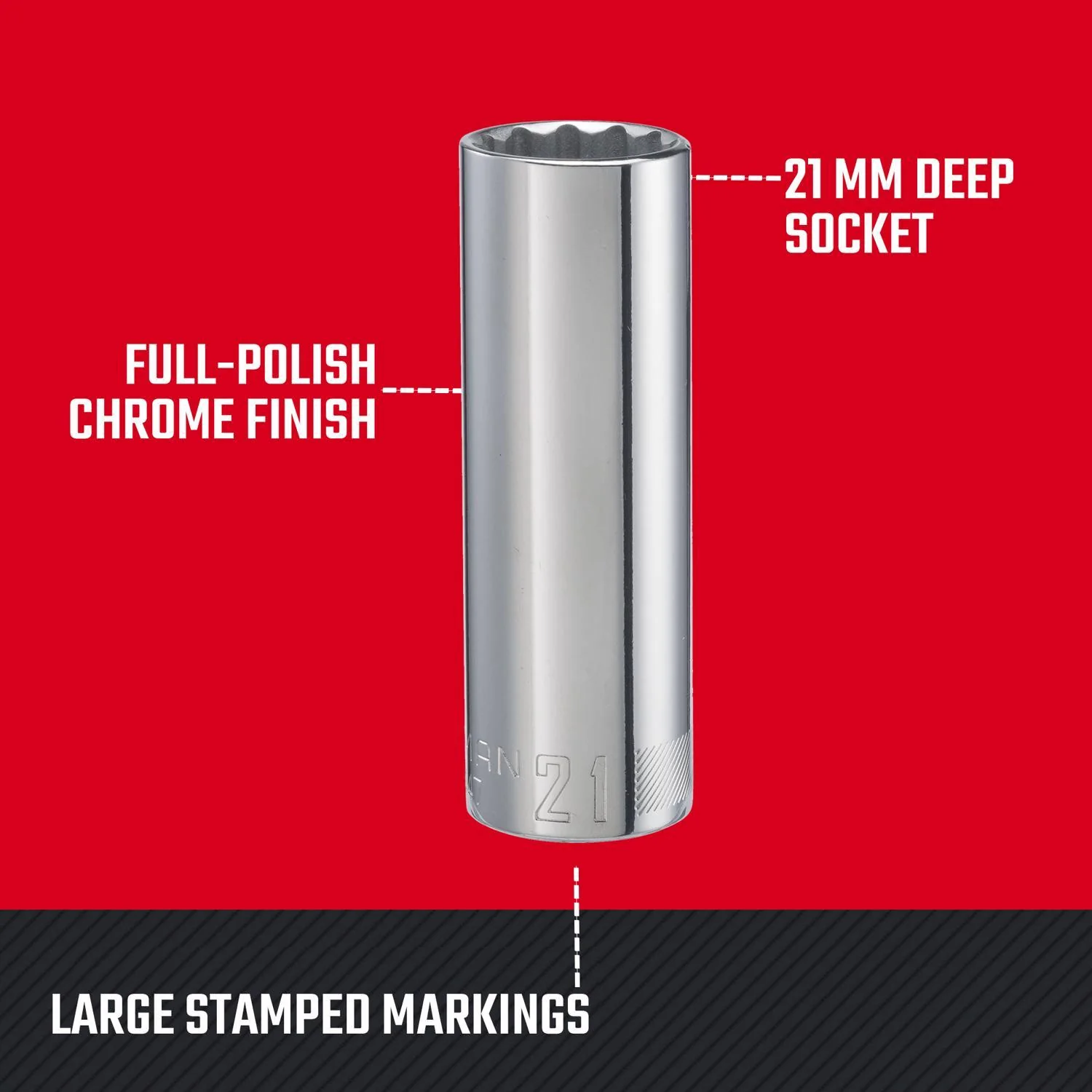 Craftsman 21 mm Metric 12 Point Deep Socket, 1/2 in. Drive - Image 2