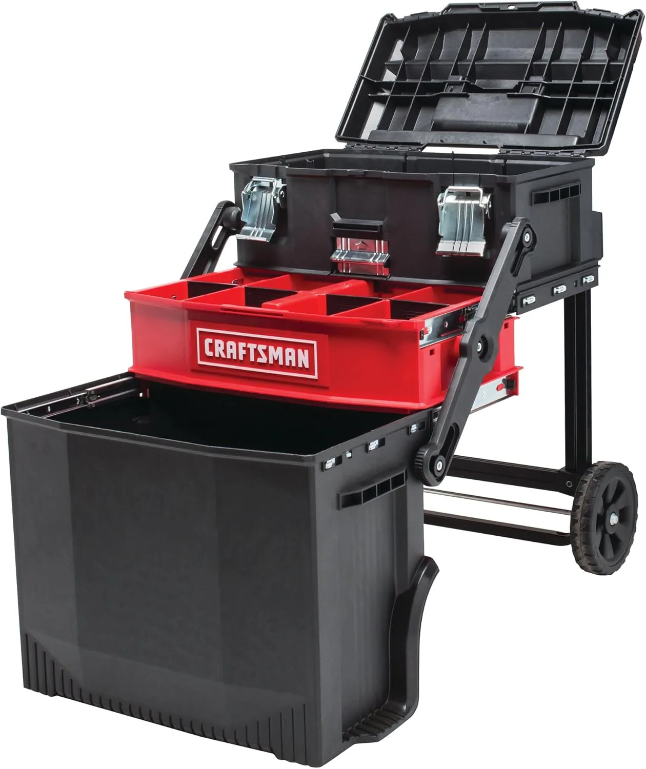 CRAFTSMAN 22-in Multi-Level Rolling Tool Box with Wheels, Black/Red, Lockable, CMST20880 - Image 2