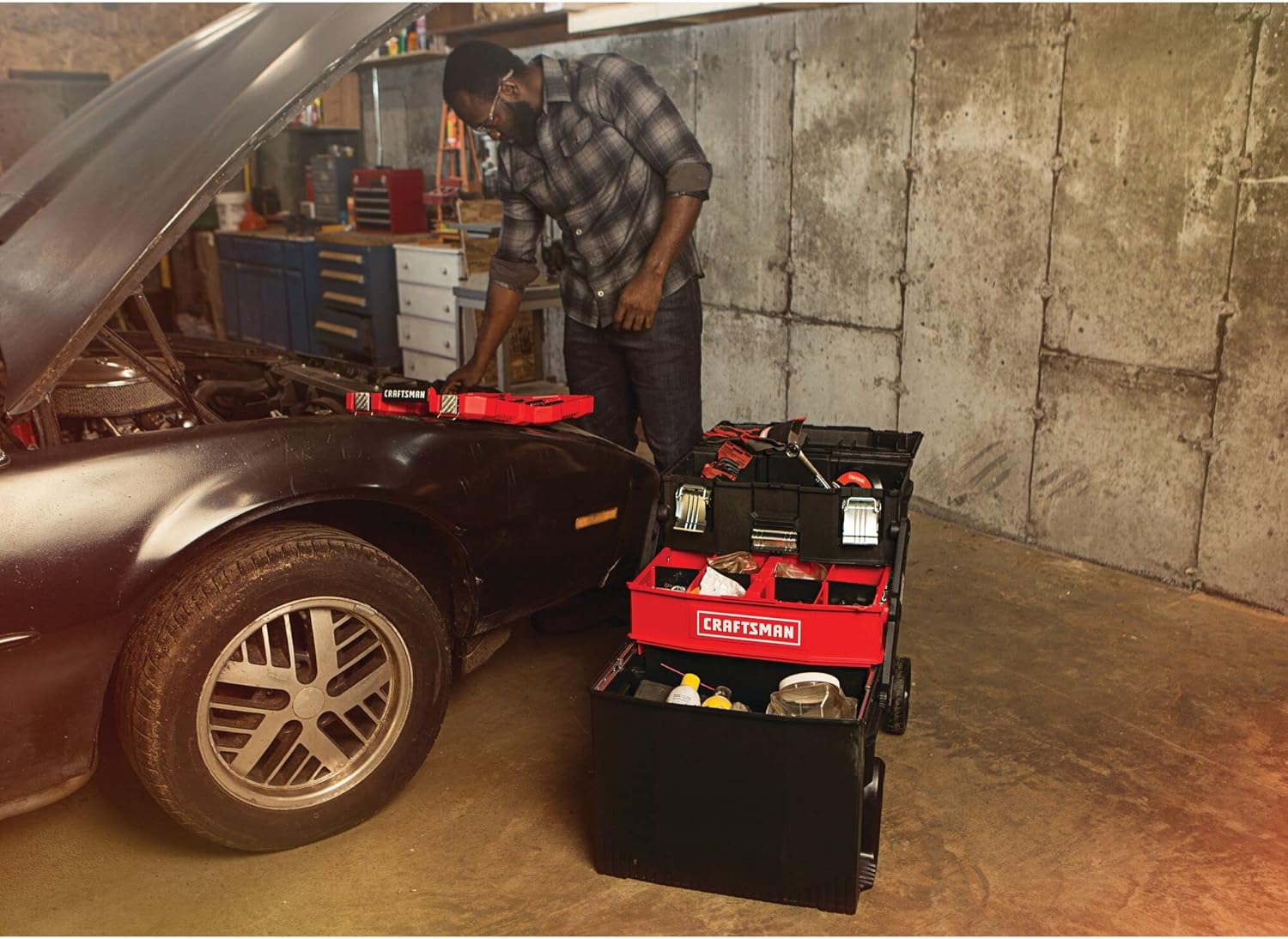 CRAFTSMAN 22-in Multi-Level Rolling Tool Box with Wheels, Black/Red, Lockable, CMST20880 - Image 4