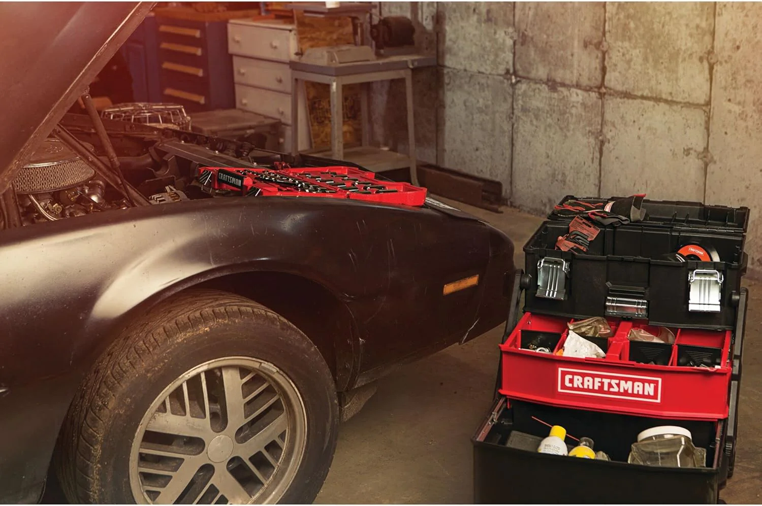 CRAFTSMAN 22-in Multi-Level Rolling Tool Box with Wheels, Black/Red, Lockable, CMST20880 - Image 5