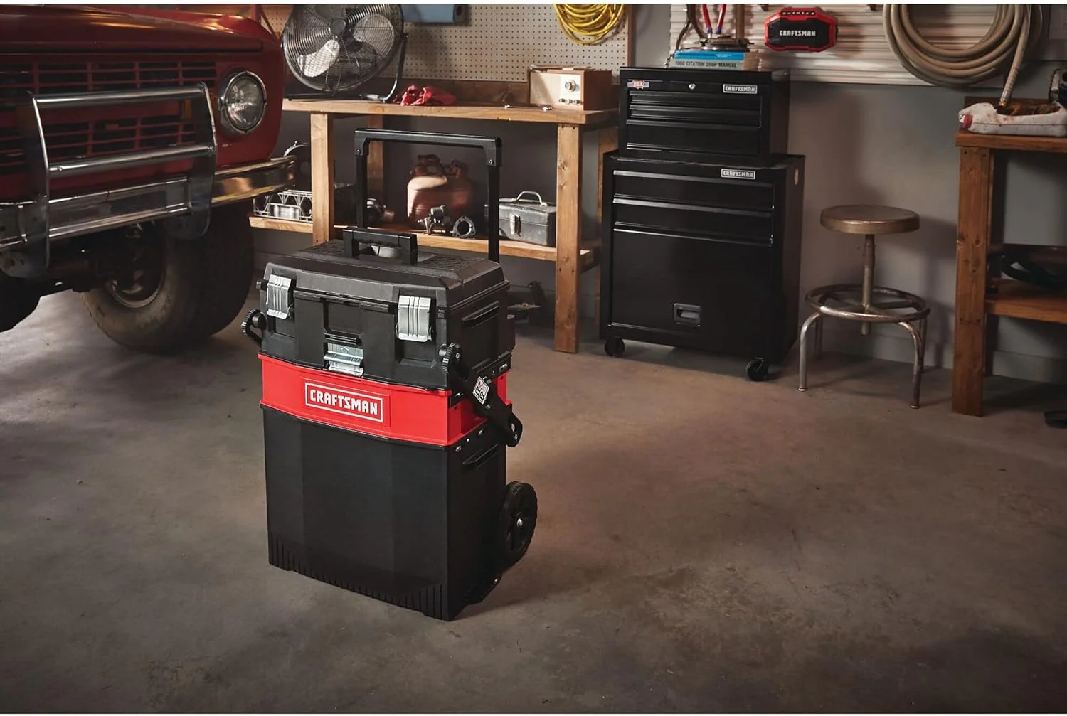 CRAFTSMAN 22-in Multi-Level Rolling Tool Box with Wheels, Black/Red, Lockable, CMST20880 - Image 6