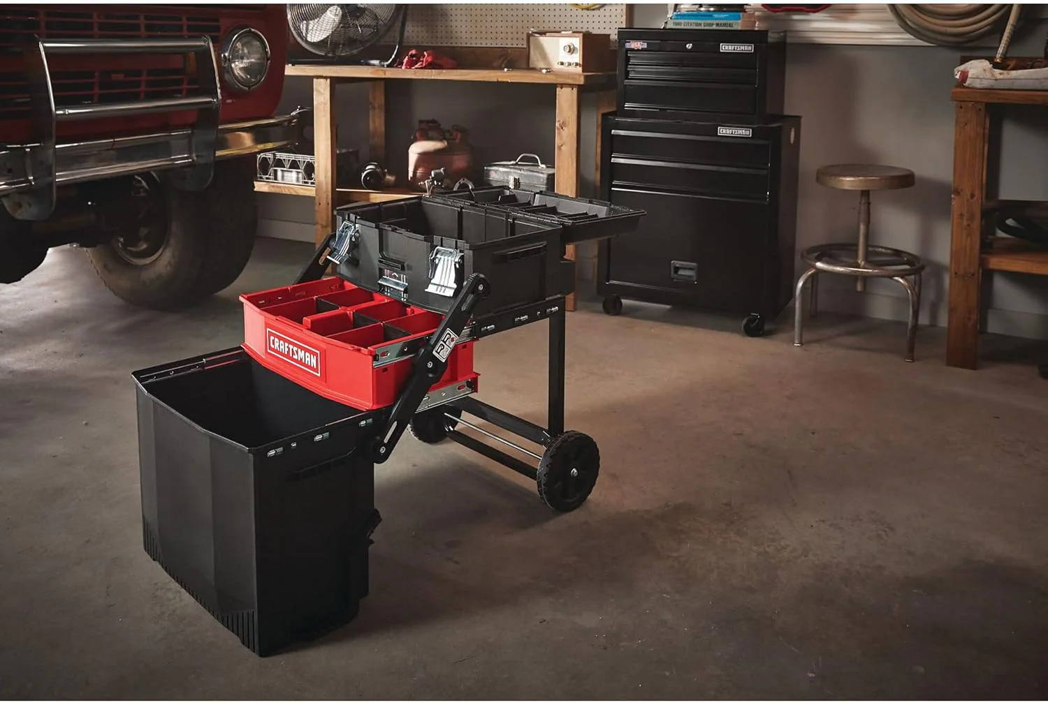 CRAFTSMAN 22-in Multi-Level Rolling Tool Box with Wheels, Black/Red, Lockable, CMST20880 - Image 7
