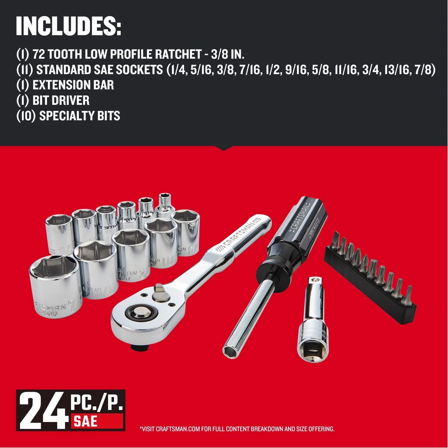 Craftsman 24 pc SAE 6 Point Nano Mechanic's Tool Set - Image 3