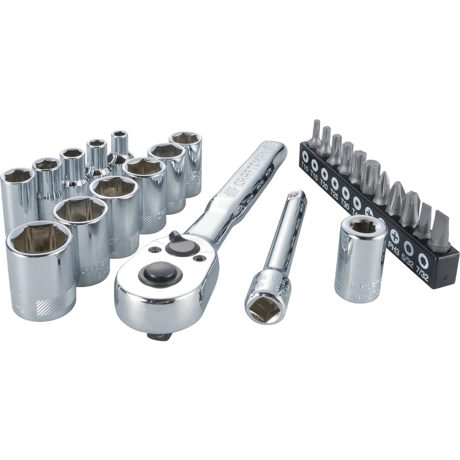 CRAFTSMAN 24-Piece Standard (SAE) Polished Chrome Mechanics Tool Set