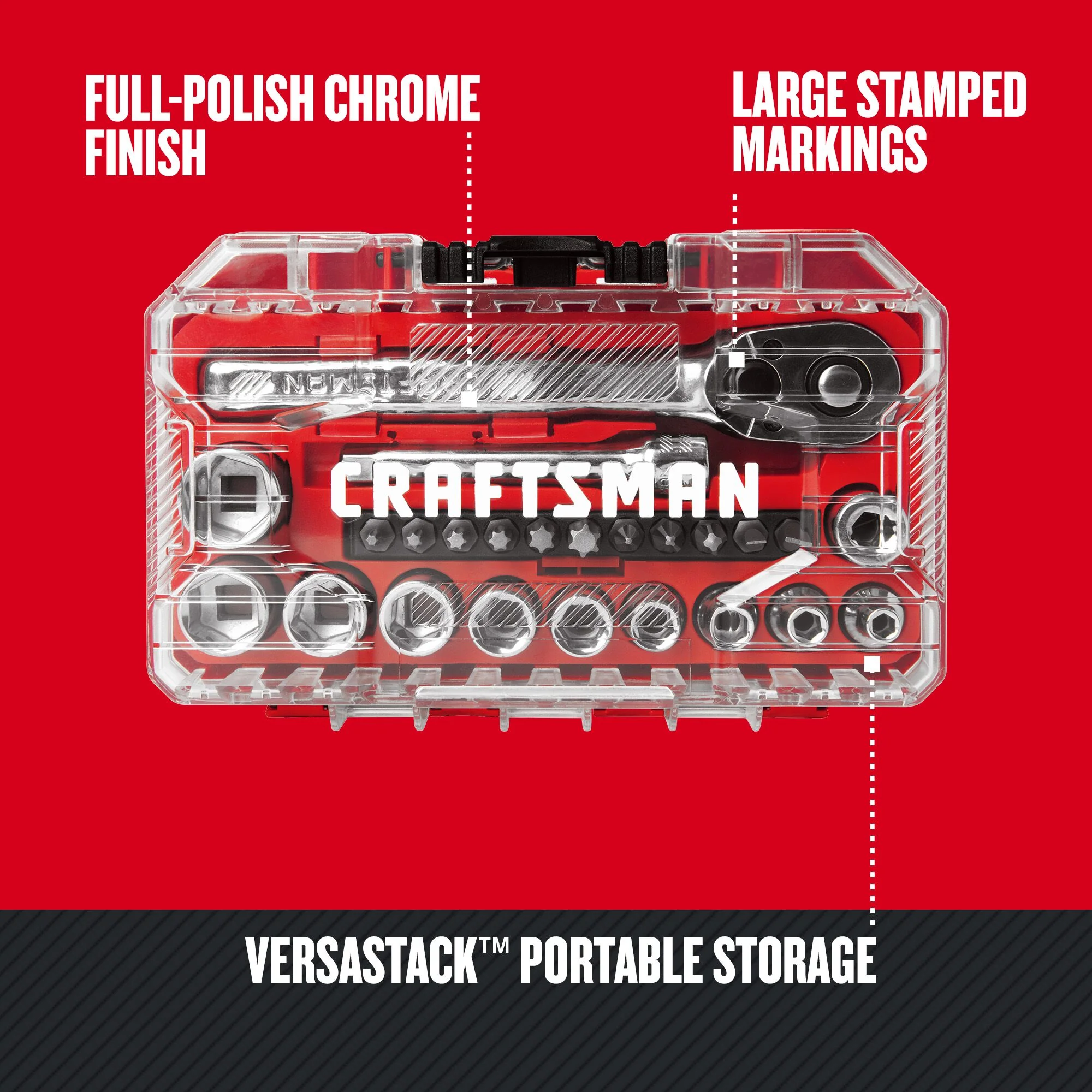 CRAFTSMAN 24-Piece Standard (SAE) Polished Chrome Mechanics Tool Set - Image 3