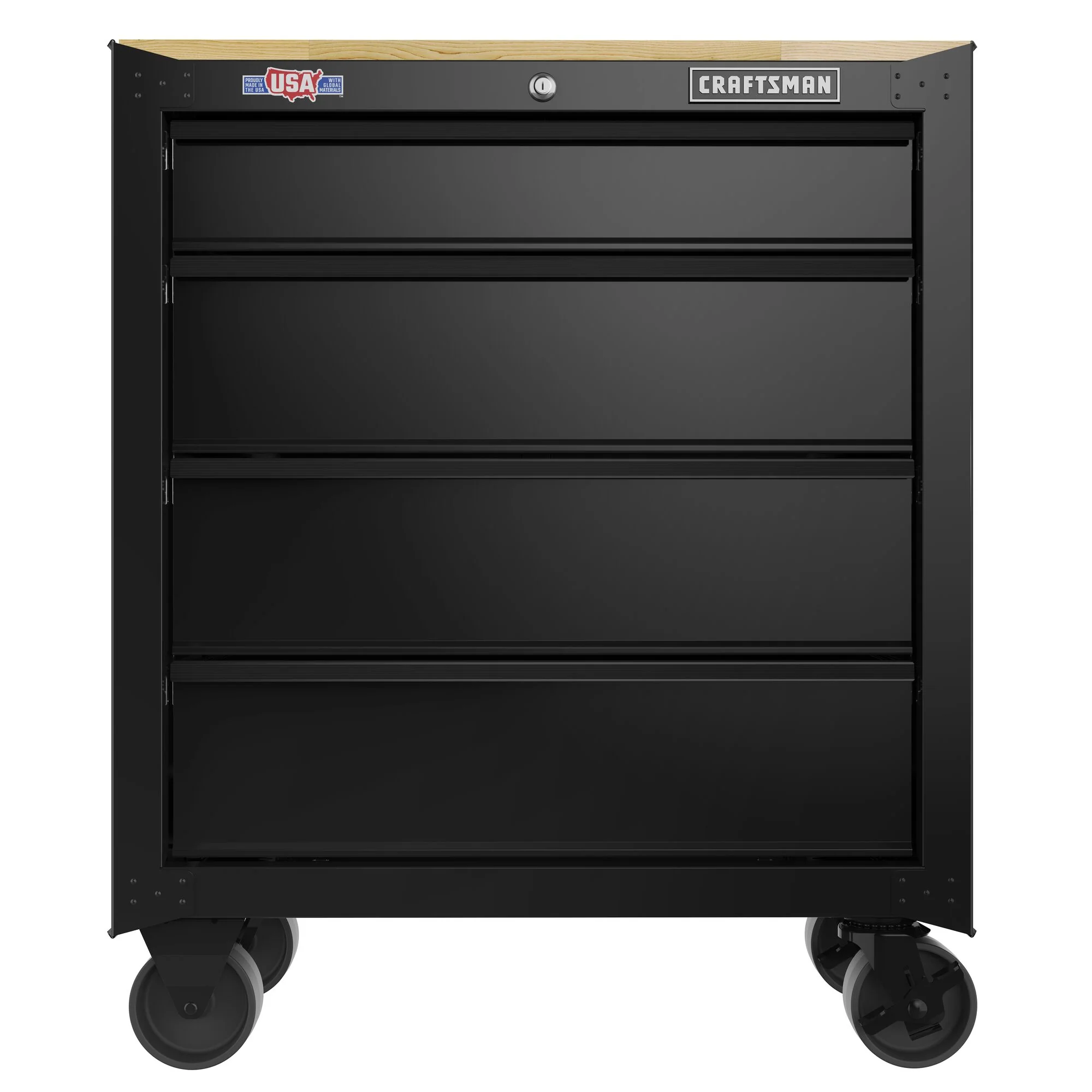 CRAFTSMAN 26.2-in L x 32.5-in H 4-Drawer Rolling Black Wood Work Bench - Image 3