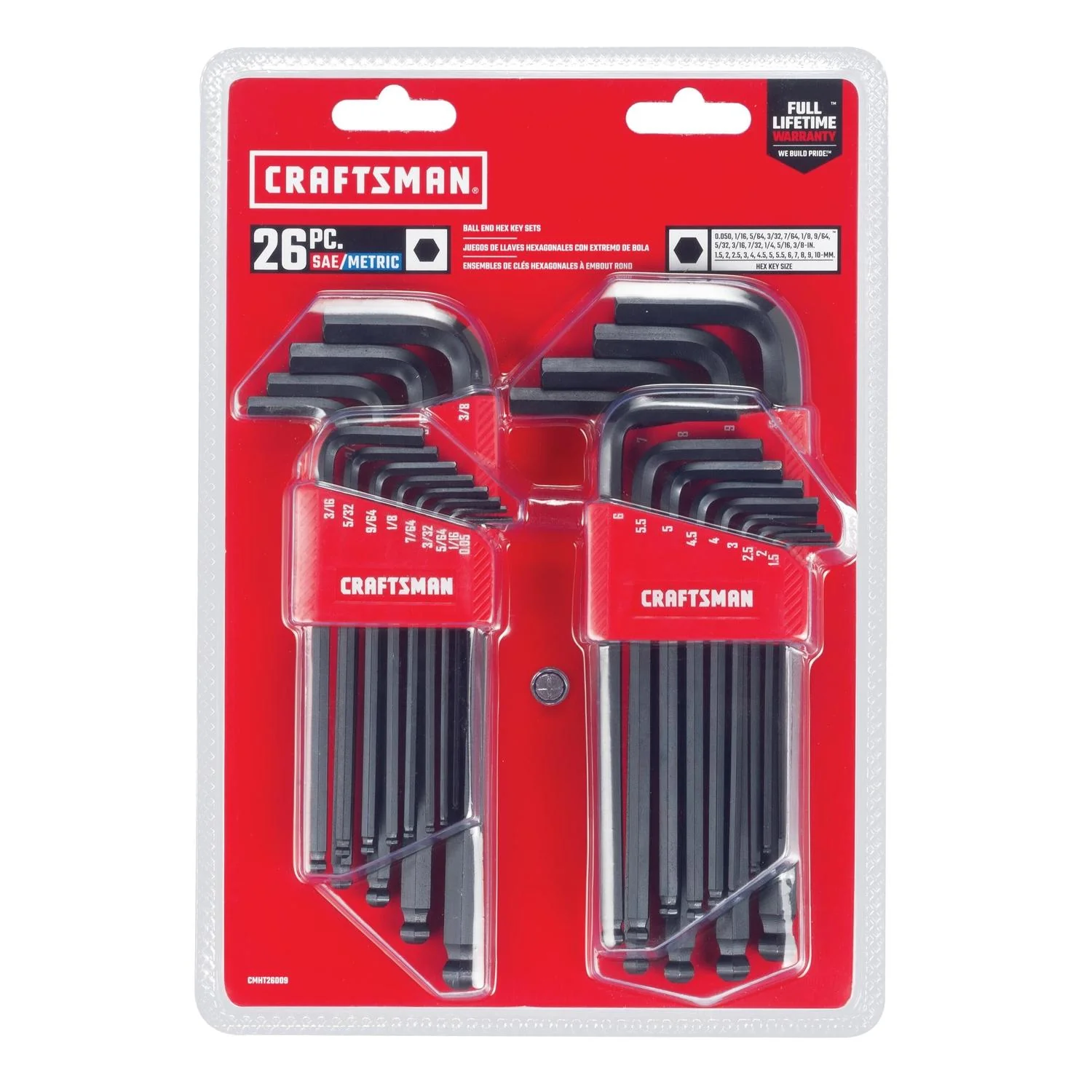 Craftsman 26 pc Metric and SAE Long and Short Arm Ball End Hex Key Set - Image 2