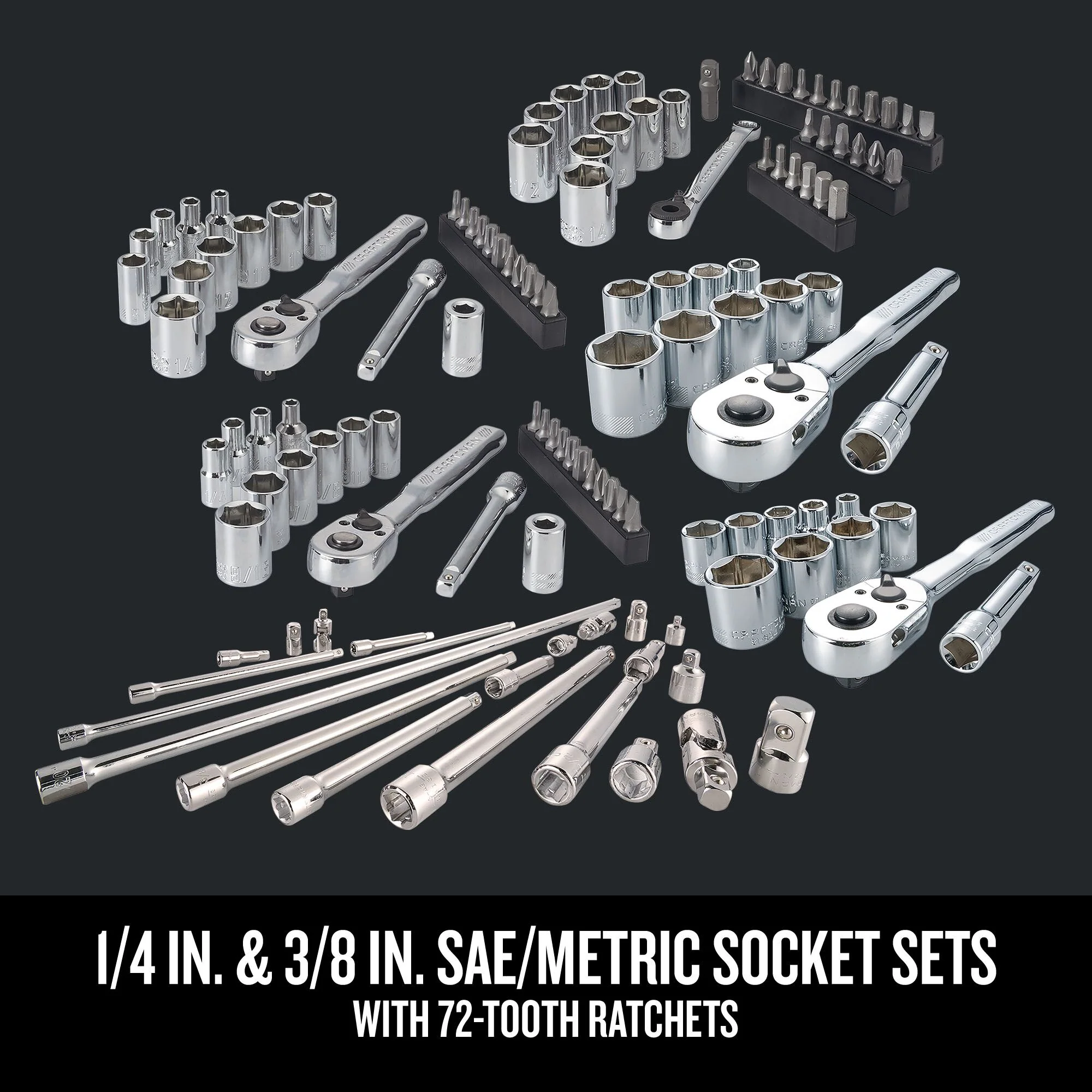 CRAFTSMAN 298-Piece Standard (SAE) and Metric Combination Polished Chrome Mechanics Tool Set, No Case - Image 6