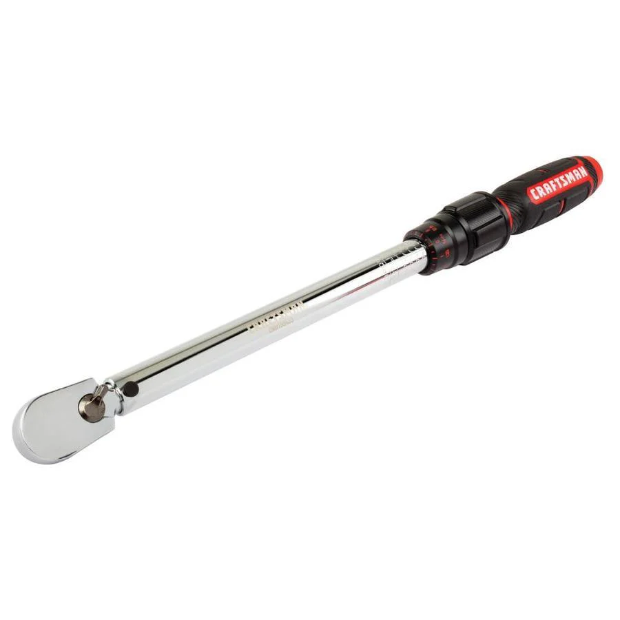 CRAFTSMAN 3/8-in Drive Click Torque Wrench, 20–100 ft-lb Range, Polished Chrome