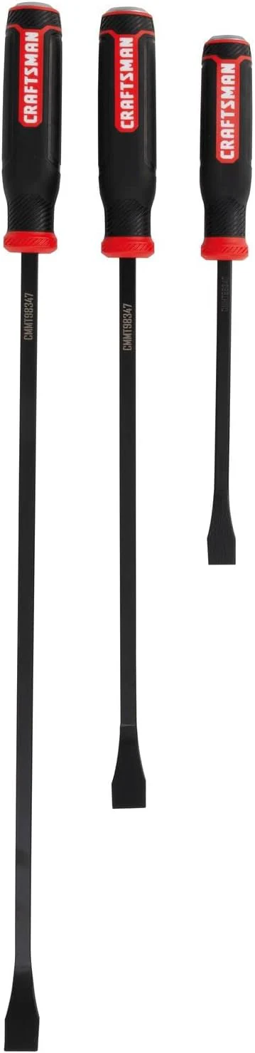 Craftsman 3-Piece Pry Bar Set with Strike Caps – 12 in, 18 in, 24 in – Durable Alloy Steel, Ergonomic Handles