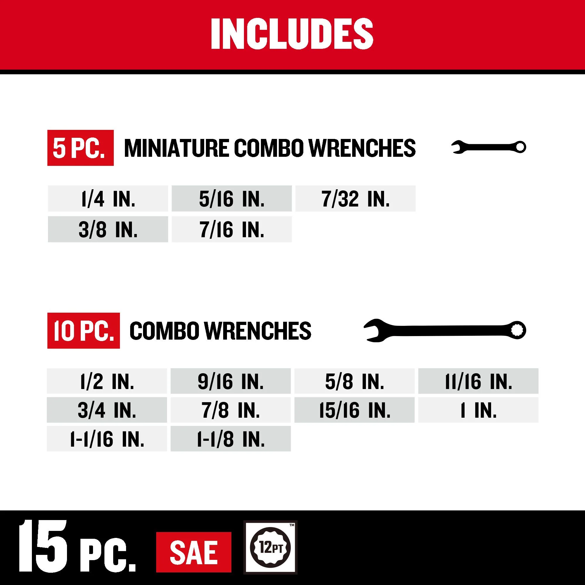 CRAFTSMAN 32-Piece 12-Point SAE & Metric Combination Wrench Set (No Case) - Image 3