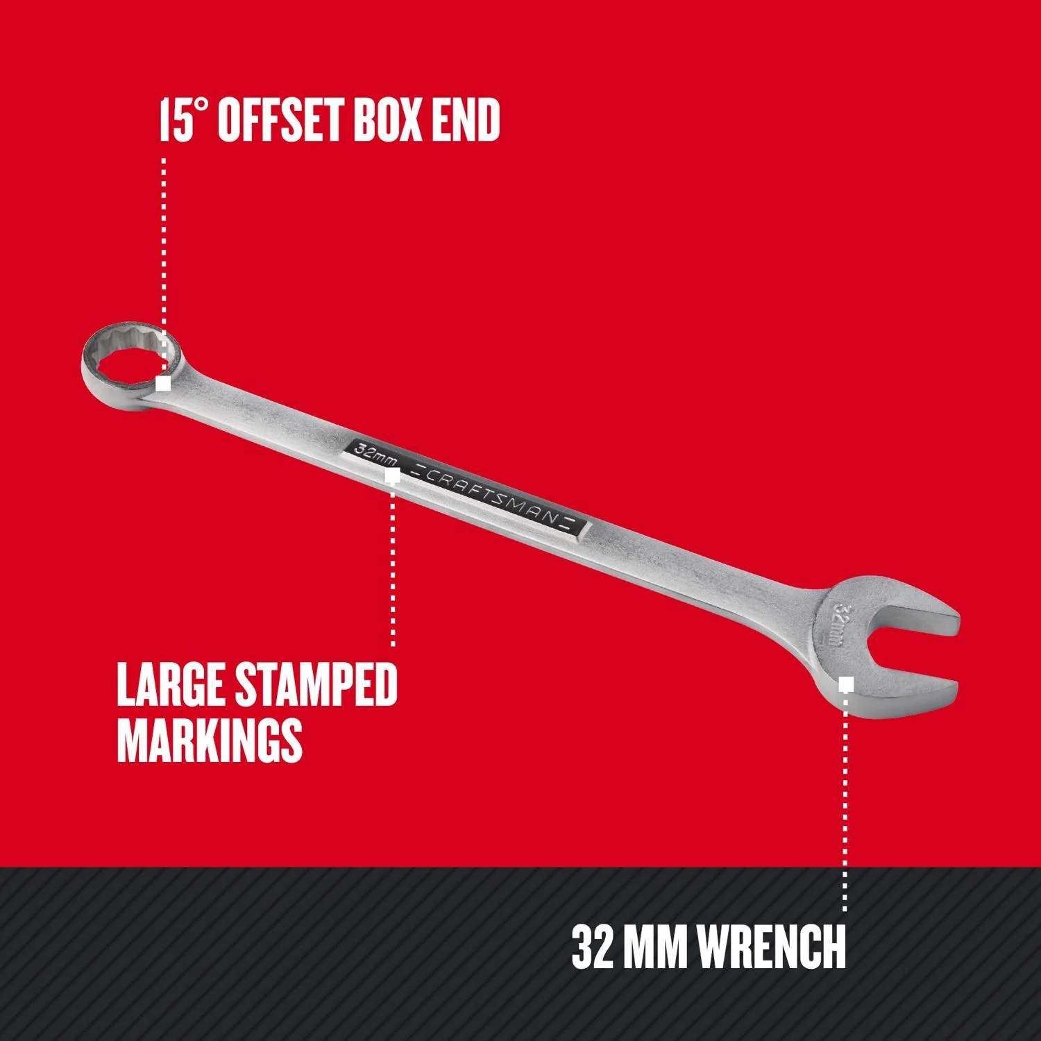 Craftsman 32mm Metric Combination Wrench - 12 Point, 16.8 in. Length - Image 2