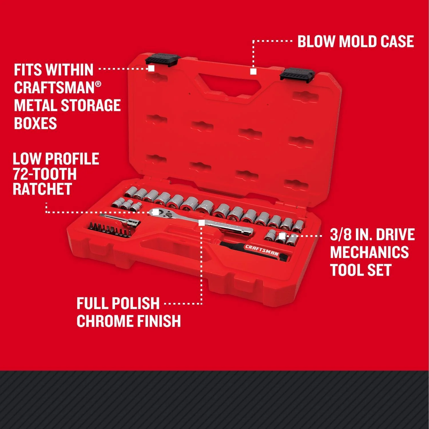 Craftsman 33-Piece 3/8" Drive Metric and SAE Tool Set - Image 2