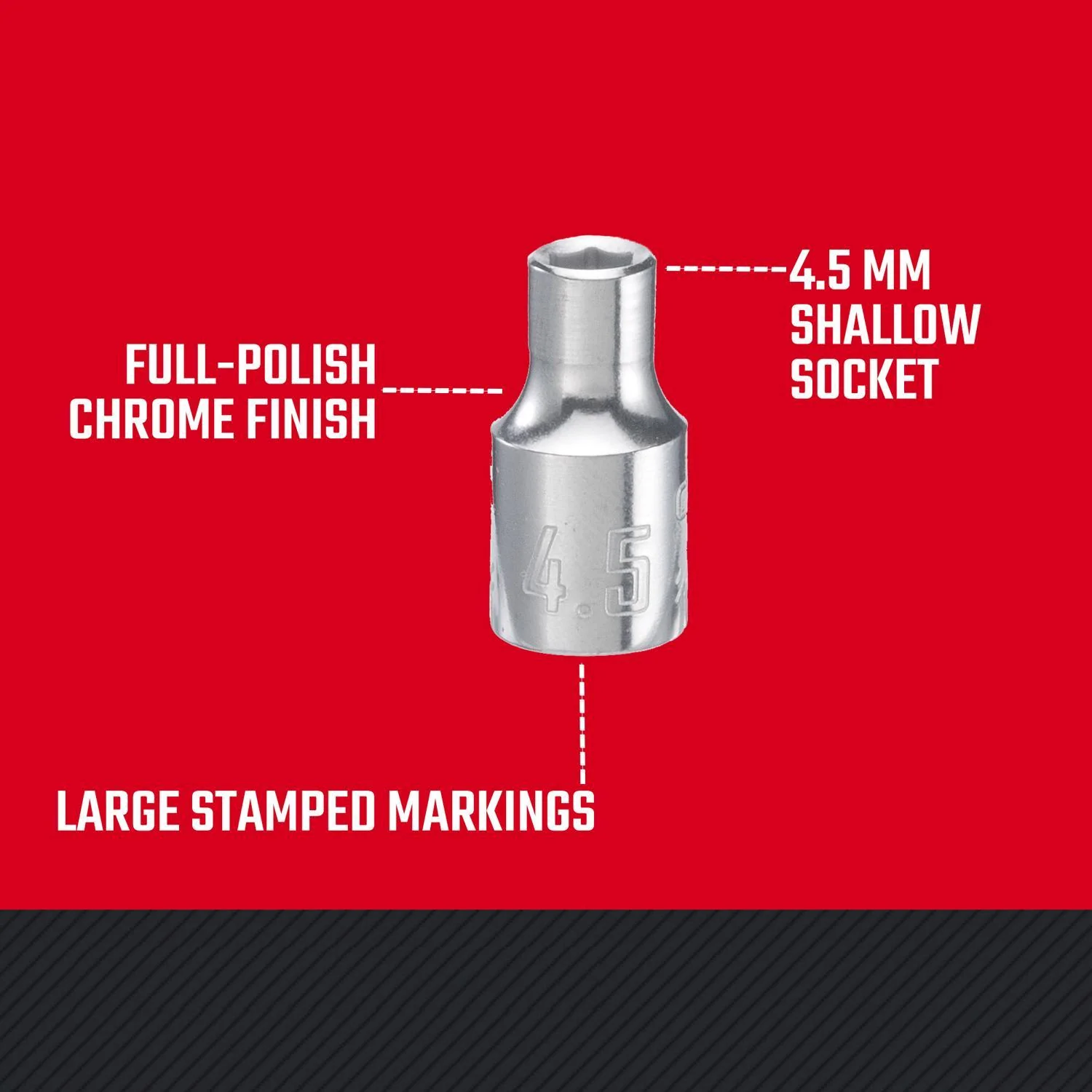 Craftsman 4.5mm Metric 6-Point Shallow Socket, 1/4-inch Drive - Image 2