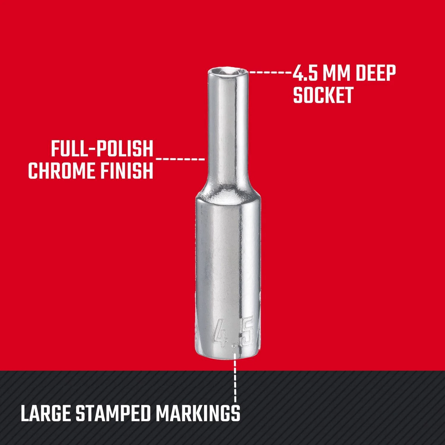 Craftsman 4.5mm Metric Deep Socket - 1/4" Drive, 6 Point - Image 2