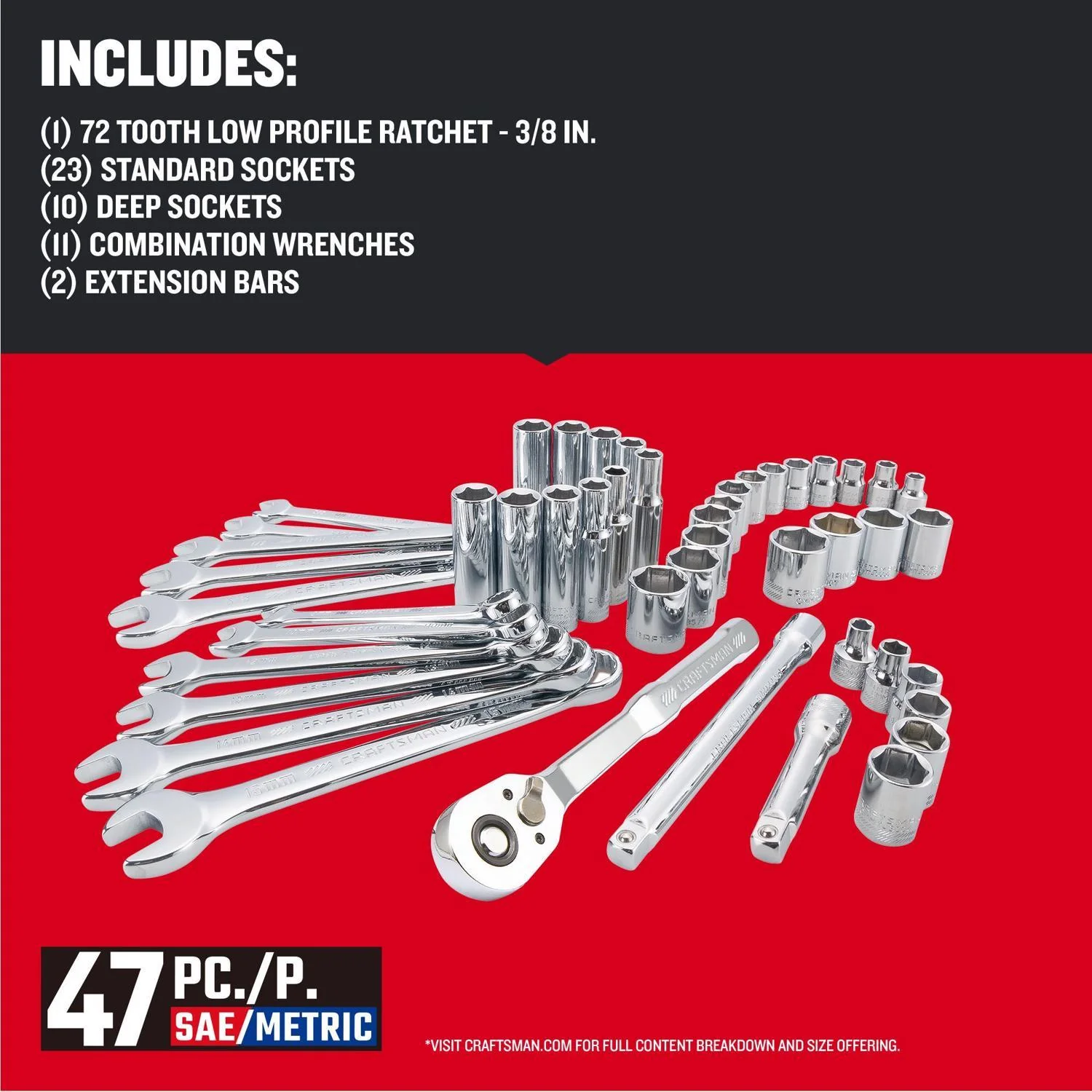 Craftsman 47 pc Mobile Mechanic's Tool Set - Metric and SAE - Image 3