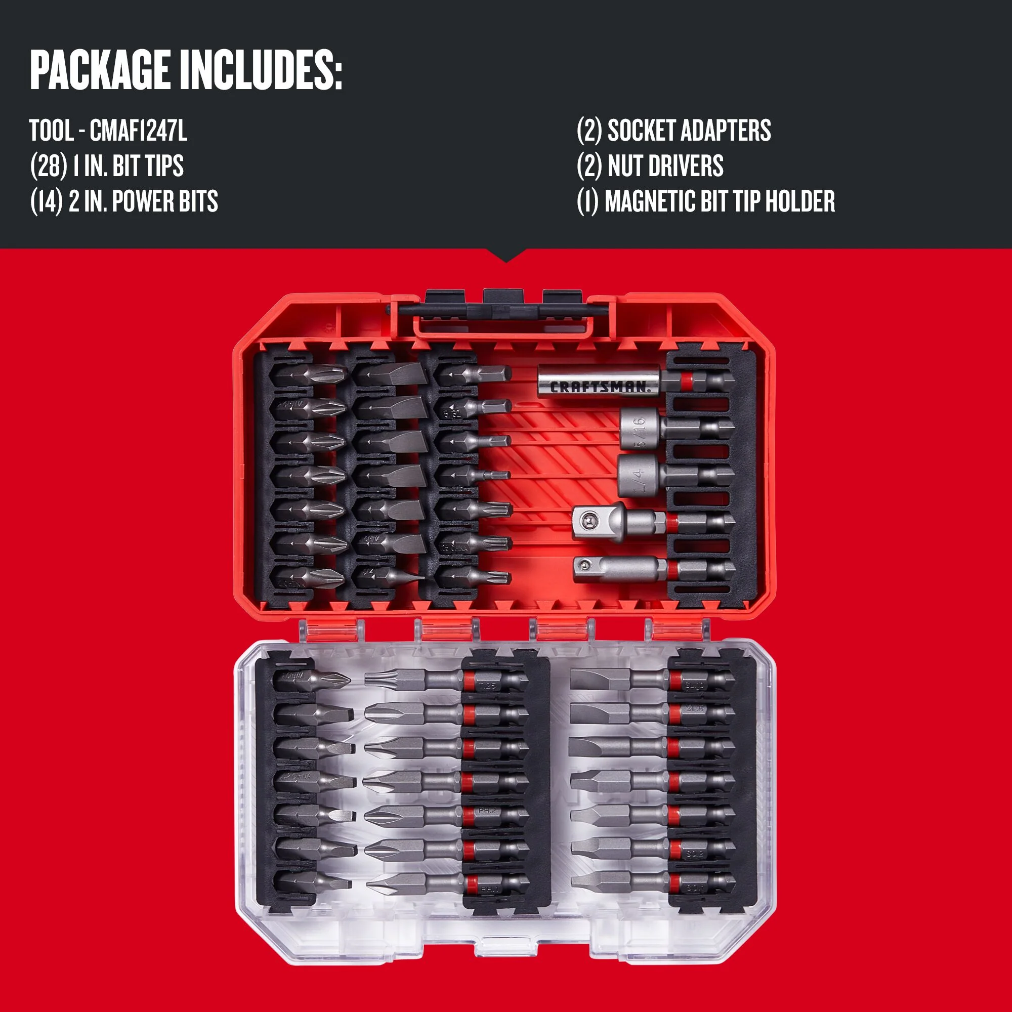 CRAFTSMAN 47-Piece Steel Hex Shank Screwdriver Bit Set, CMAF1247 - Image 2