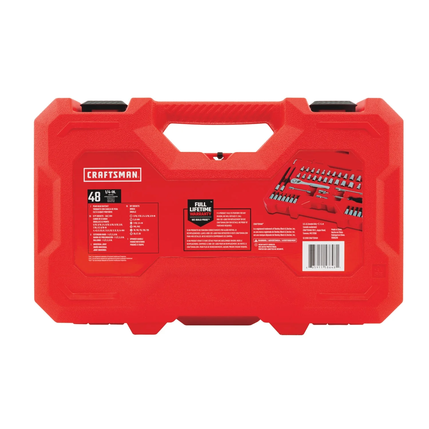 CRAFTSMAN 48-Piece Standard (SAE) and Metric Combination Polished Chrome Mechanics Tool Set - Image 7