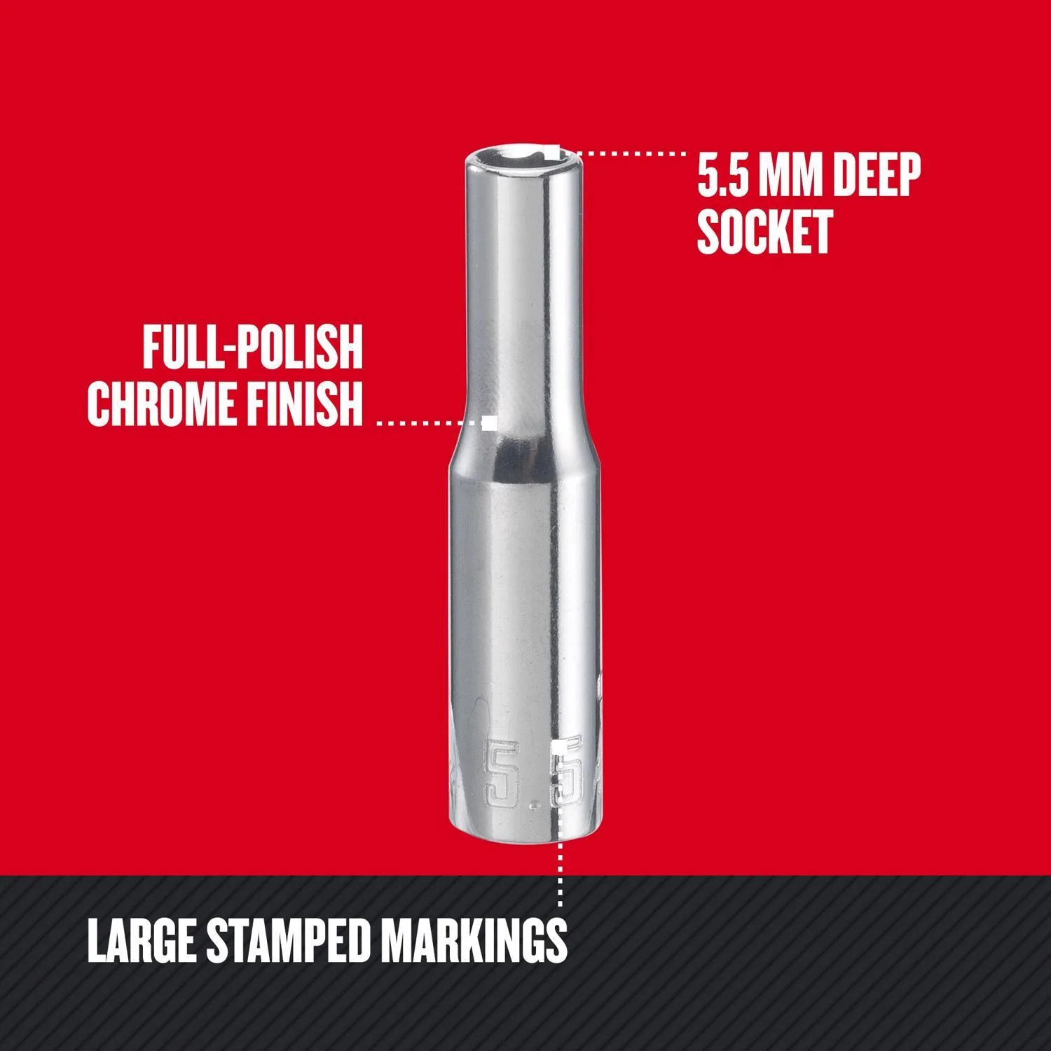 Craftsman 5.5 mm Metric Deep Socket, 1/4 in. Drive, 6 Point - Image 2