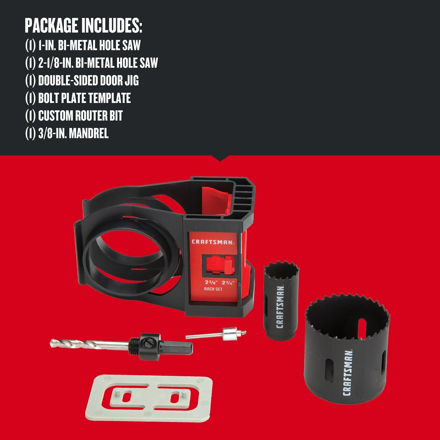 CRAFTSMAN 6‑Piece Bi‑Metal Arbored Door Lock Installation Kit with Soft Case - Image 2