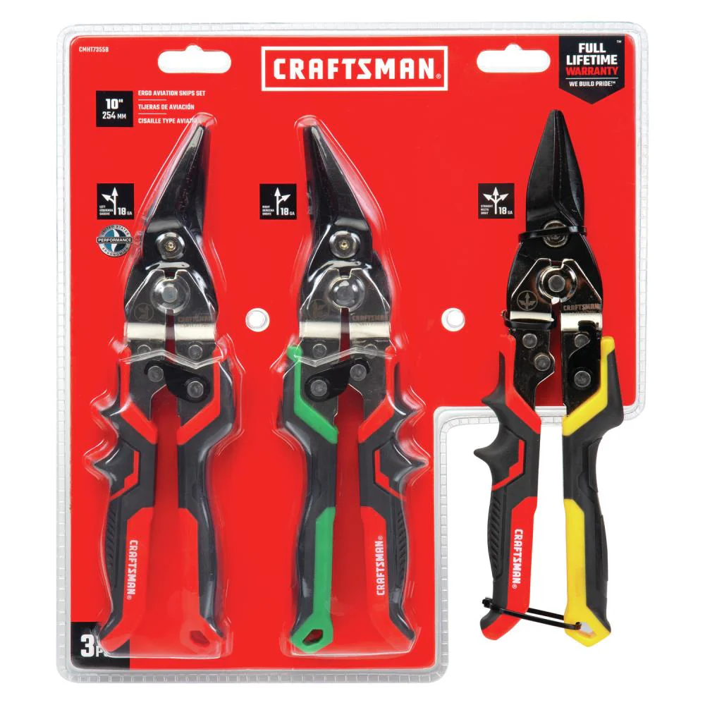 CRAFTSMAN 60CrV Aviation Tin Snips 3‑Piece Set (CMHT73558) - Image 4