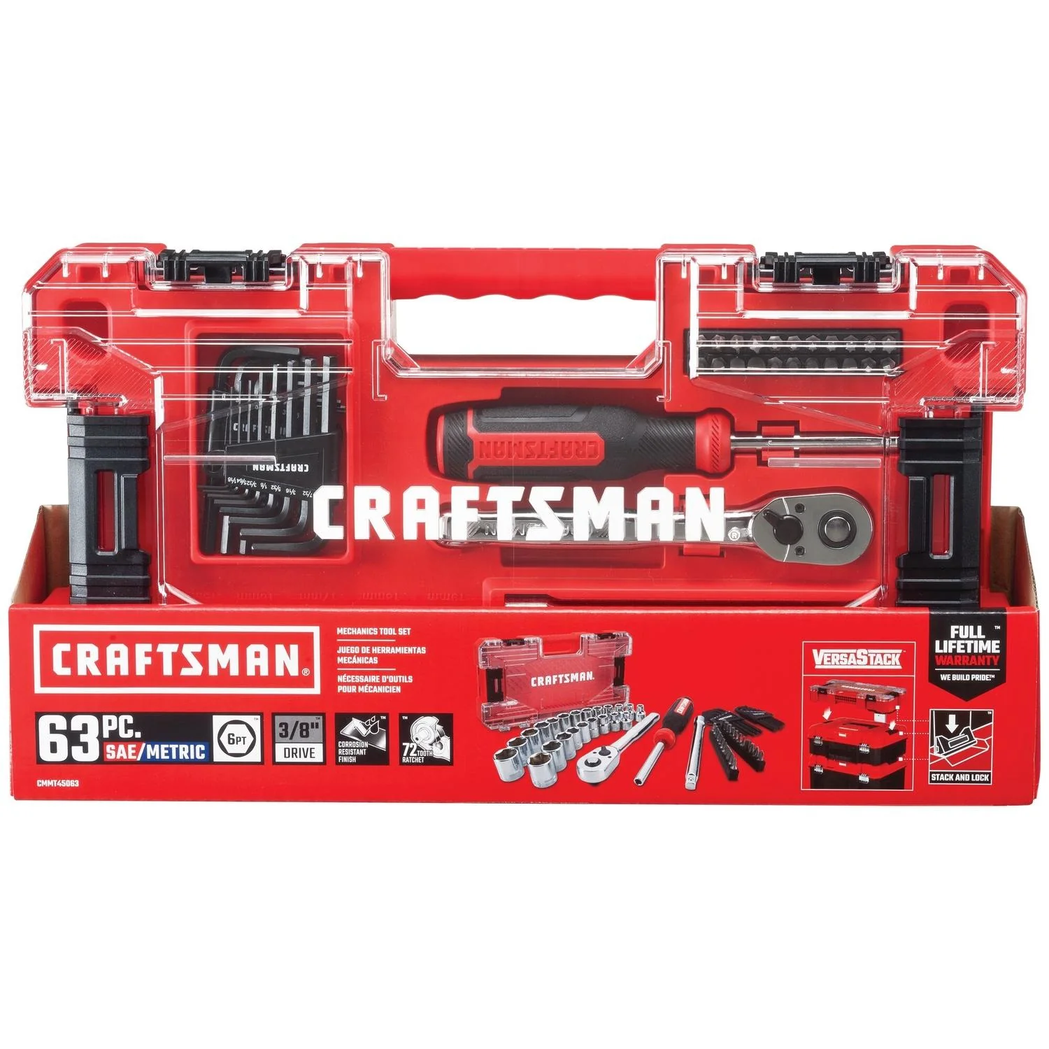 Craftsman 63-Piece Mechanic's Tool Set - Metric and SAE, 3/8" Drive - Image 4
