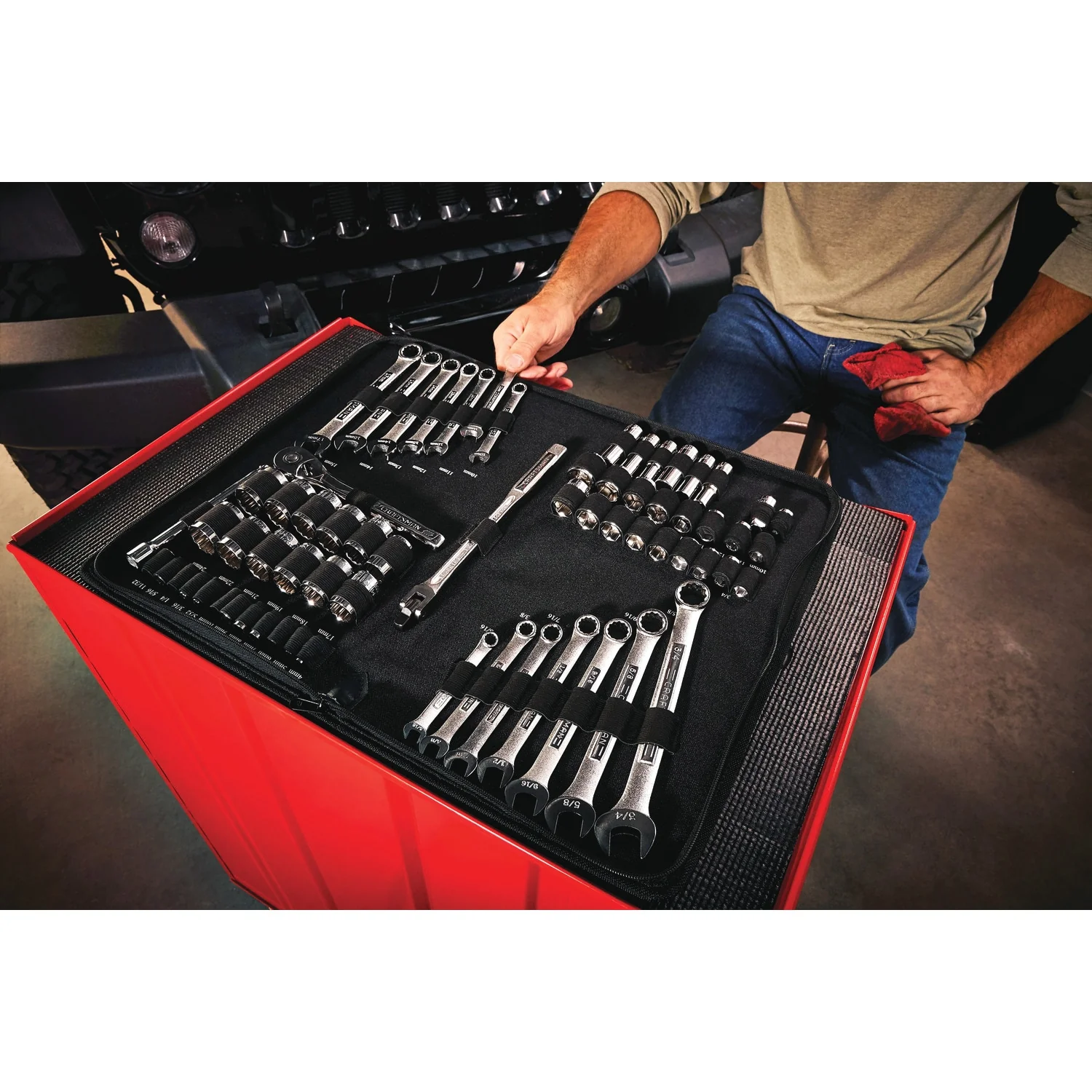 CRAFTSMAN 66-Piece Standard (SAE) and Metric Combination Polished Chrome Mechanics Tool Set with Soft Case - Image 5