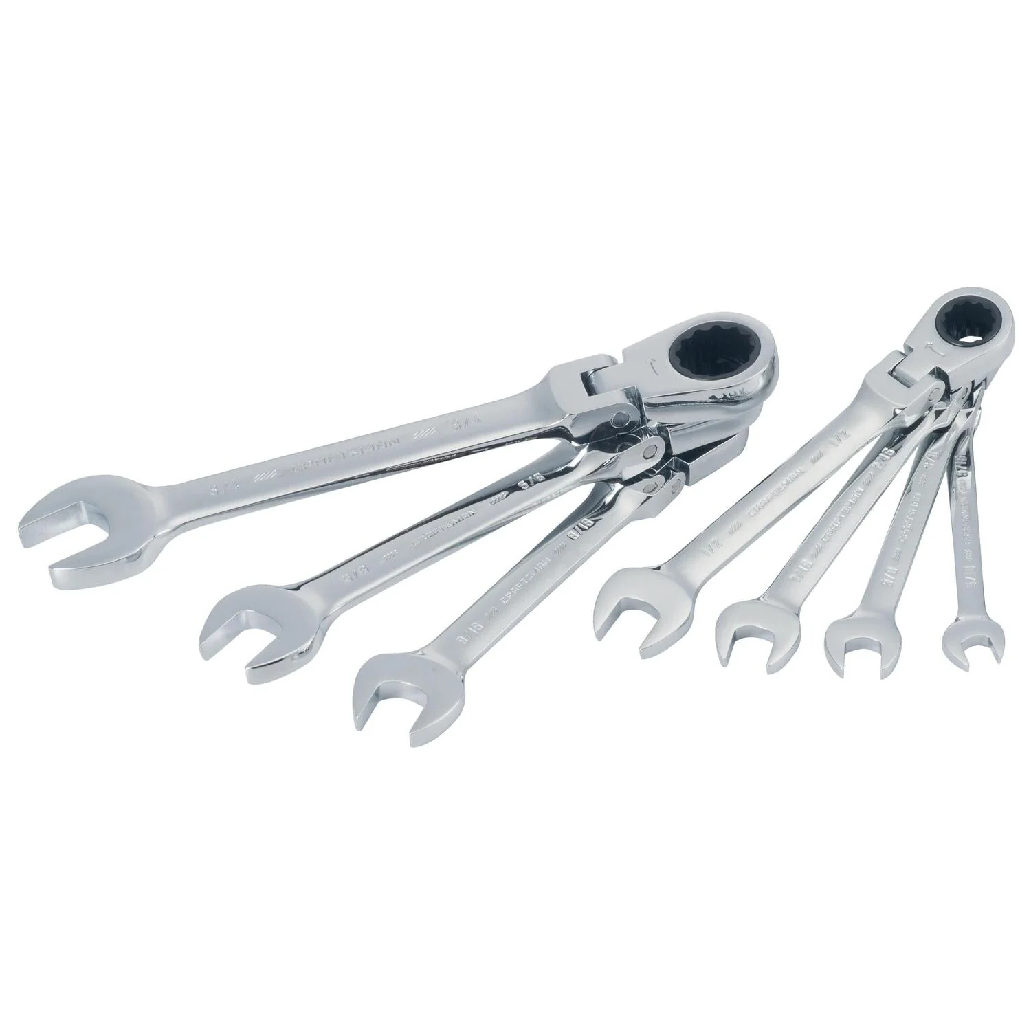 Craftsman SAE Reversible Ratcheting Flex Head Combination Wrench Set, 7 pc - Image 3