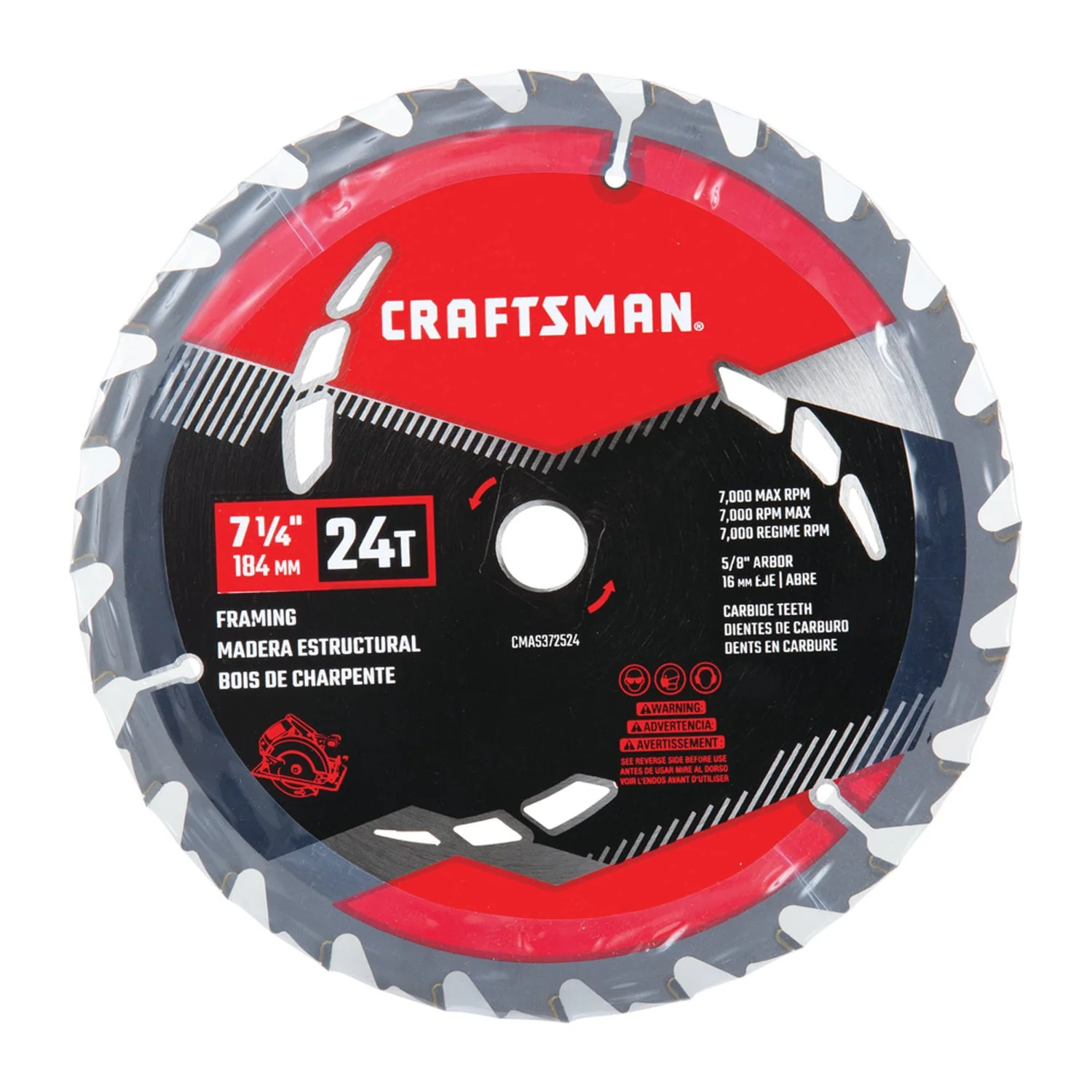 CRAFTSMAN 7-1/4-in 24-Tooth Carbide Circular Saw Blade