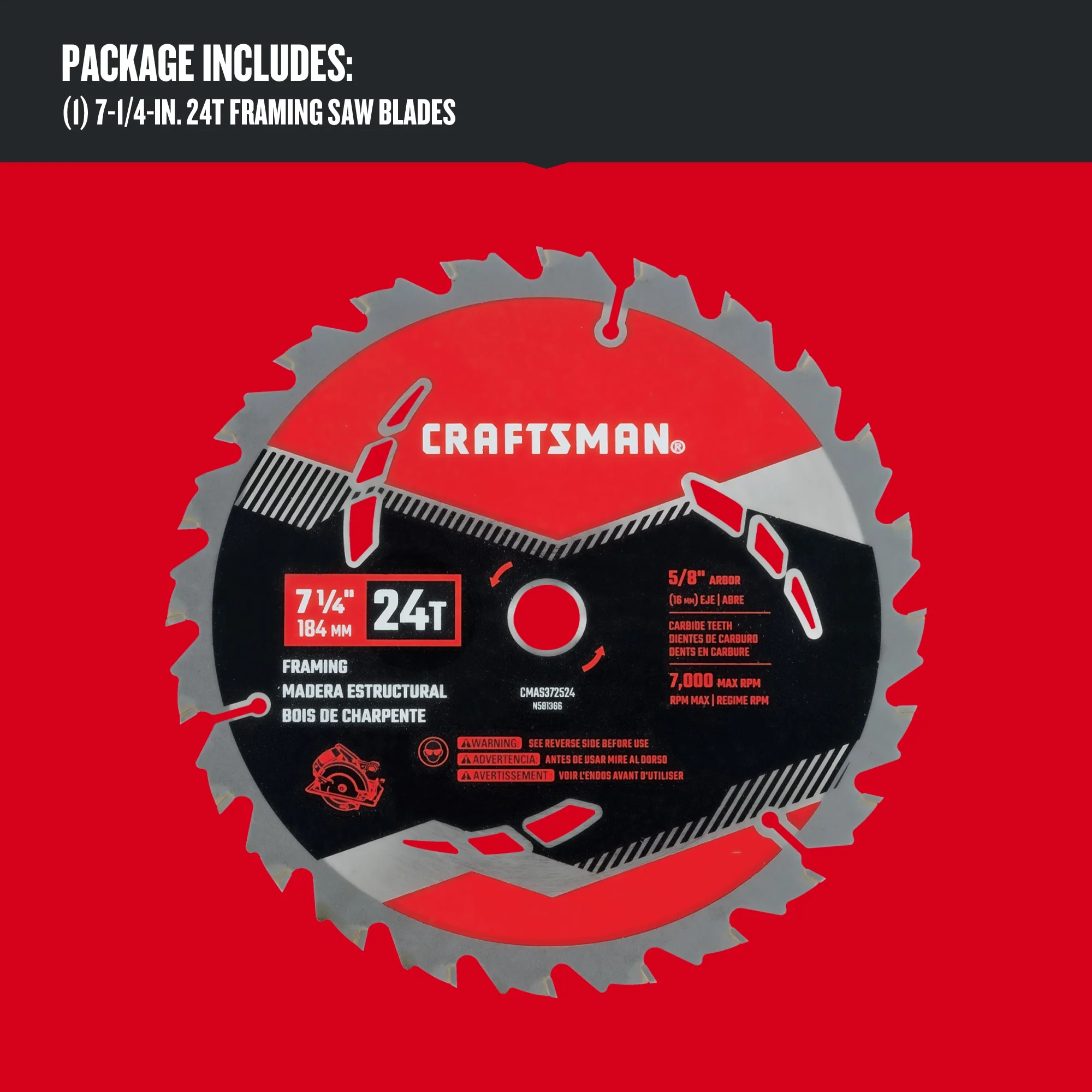 CRAFTSMAN 7-1/4-in 24-Tooth Carbide Circular Saw Blade - Image 2