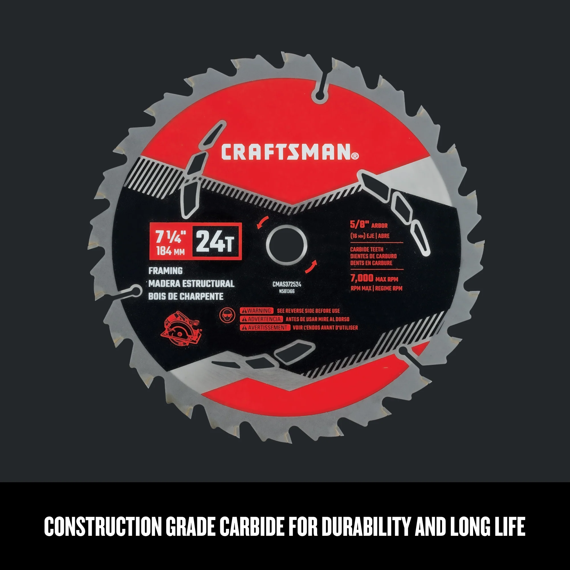 CRAFTSMAN 7-1/4-in 24-Tooth Carbide Circular Saw Blade - Image 3