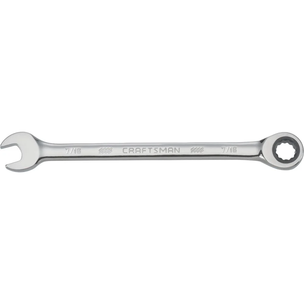 CRAFTSMAN 7/16-in 12-Point Standard (SAE) Ratcheting Box-End Combination Wrench, 72-Tooth