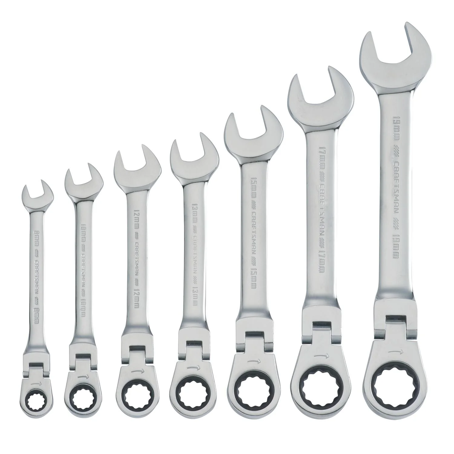 Craftsman 7 pc Metric Reversible Ratcheting Flex Head Wrench Set - Image 2