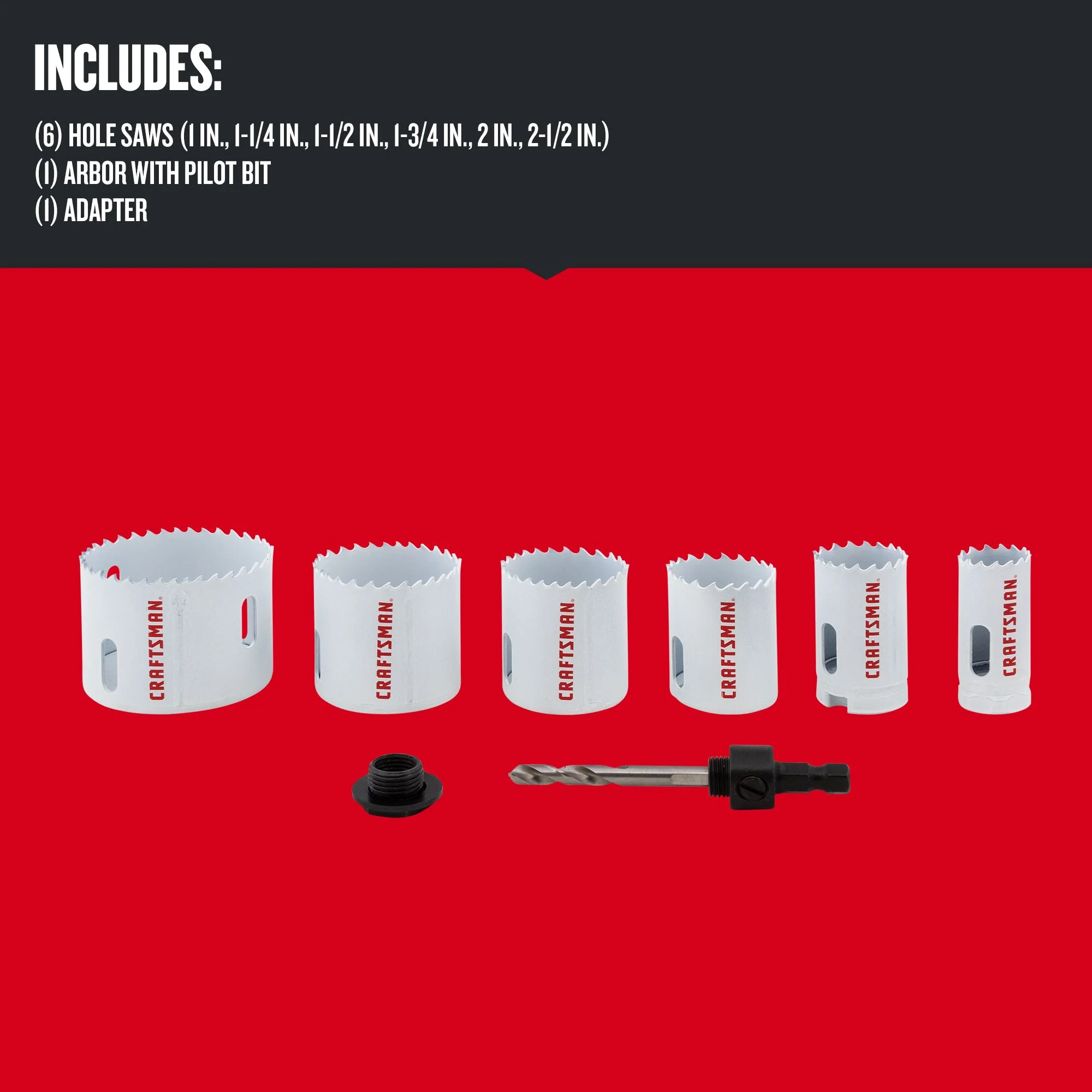 CRAFTSMAN 7-Piece Bi-Metal Non-Arbored Hole Saw Set, Universal - Image 3