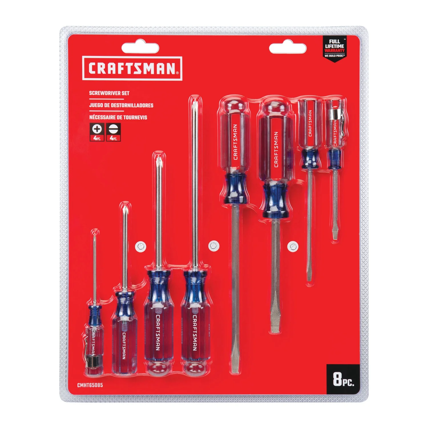 CRAFTSMAN 8-Piece Acetate Handle Screwdriver Set, Phillips & Slotted, 2.5–6 in Shafts - Image 2