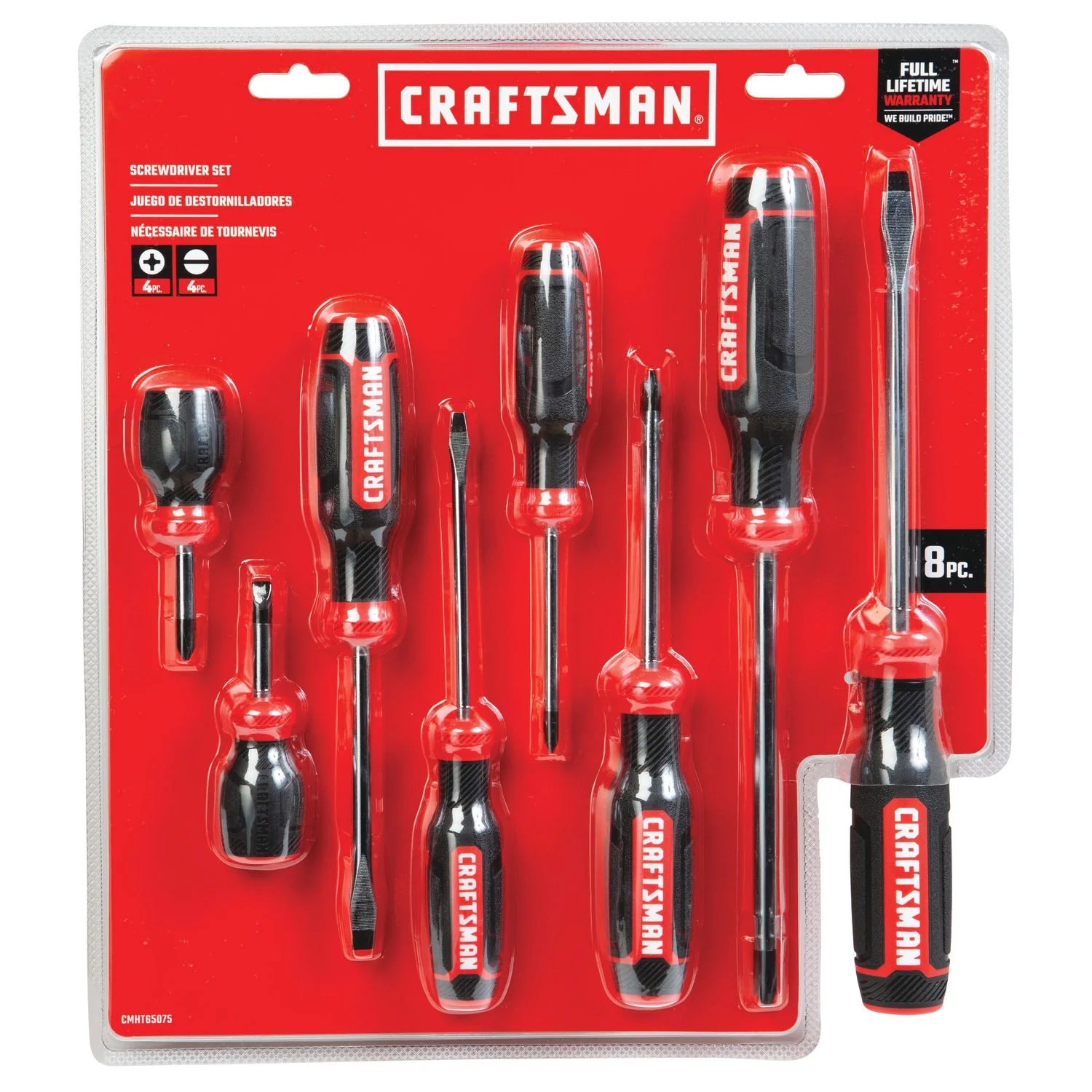 CRAFTSMAN 8-Piece Bi-Material Handle Screwdriver Set, Black Oxide Tips