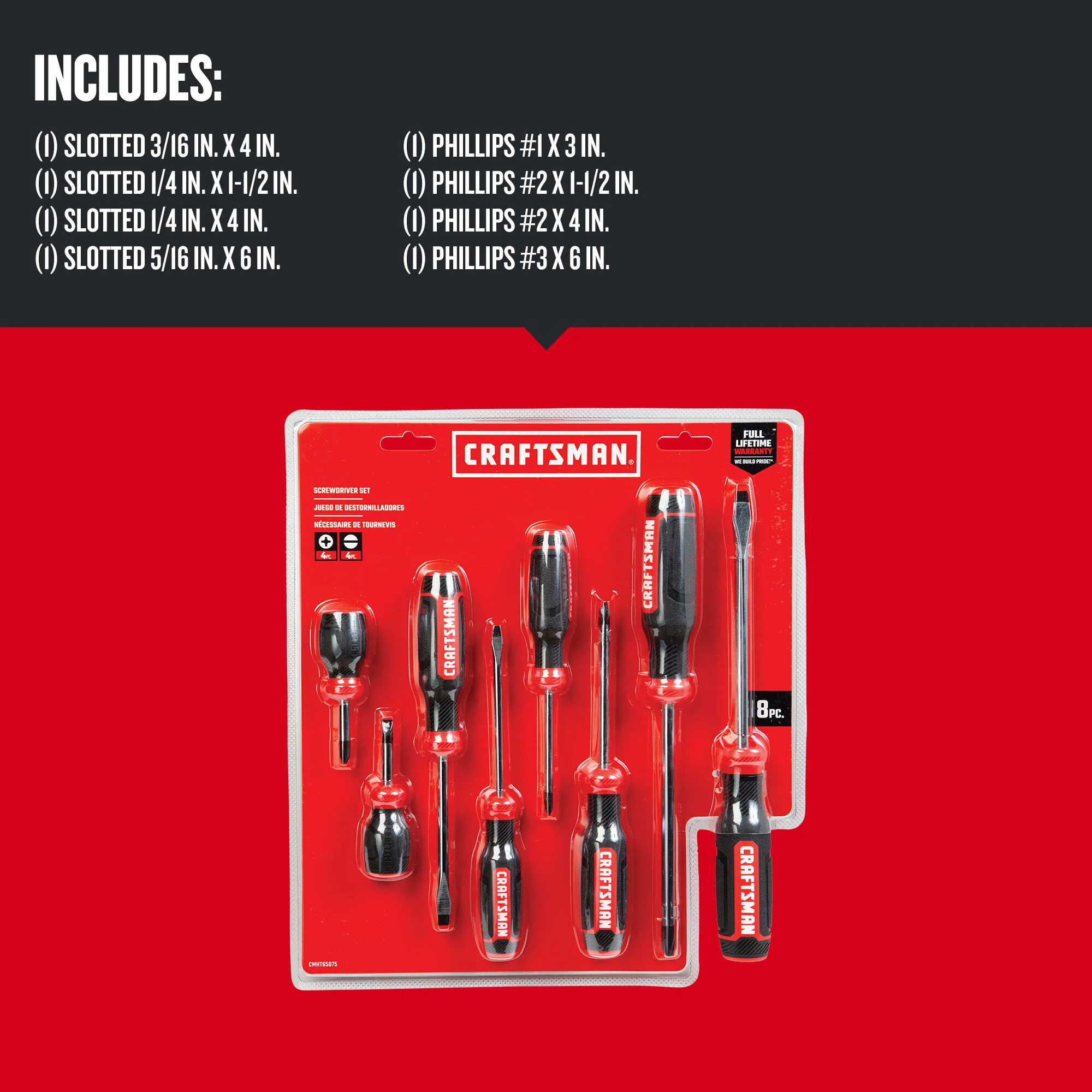 CRAFTSMAN 8-Piece Bi-Material Handle Screwdriver Set, Black Oxide Tips - Image 3