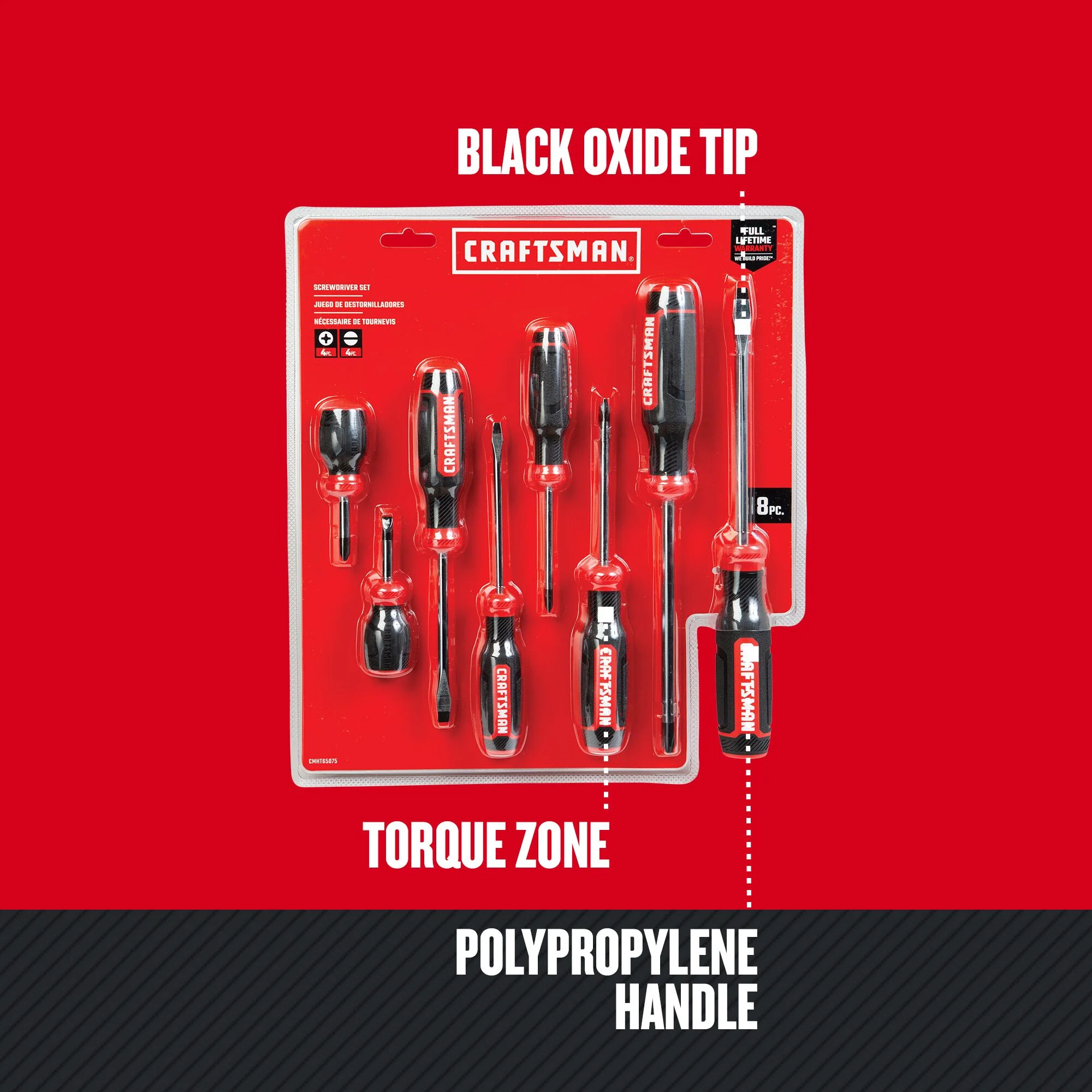 CRAFTSMAN 8-Piece Bi-Material Handle Screwdriver Set, Black Oxide Tips - Image 4