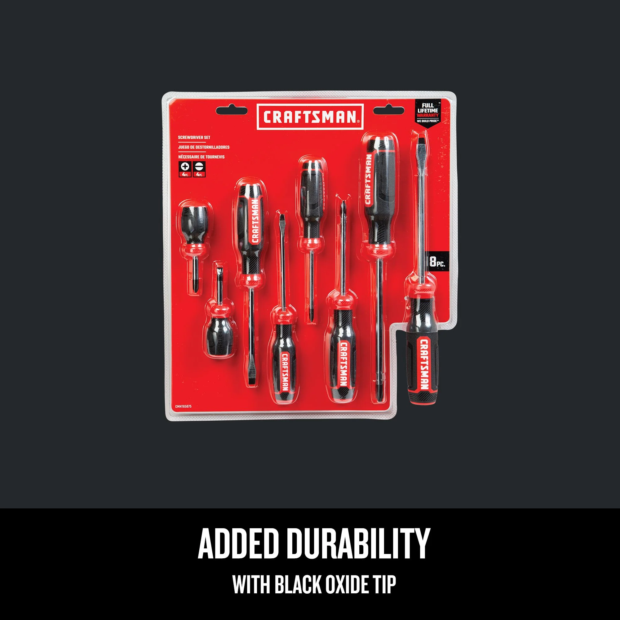 CRAFTSMAN 8-Piece Bi-Material Handle Screwdriver Set, Black Oxide Tips - Image 5