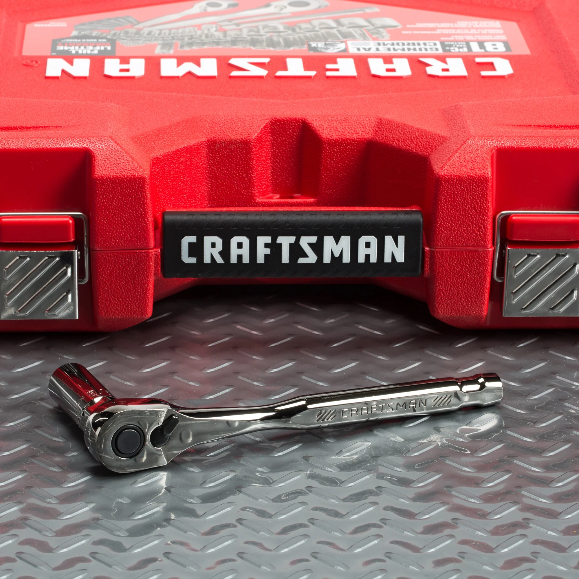 CRAFTSMAN 81-Piece Standard (SAE) and Metric Gunmetal Chrome Mechanics Tool Set with Hard Case - Image 3