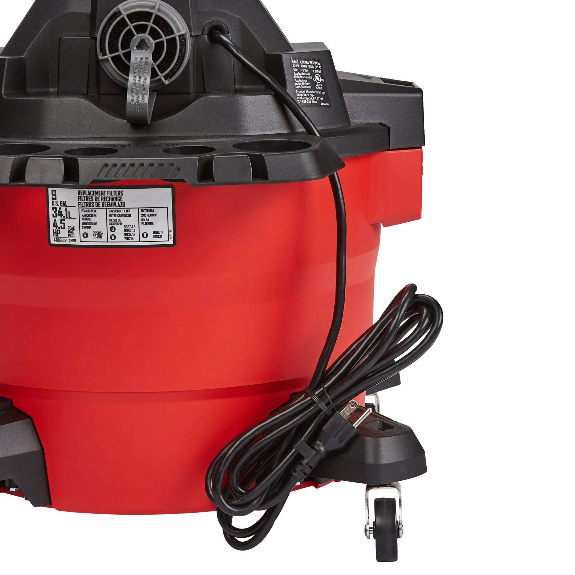 CRAFTSMAN 9-Gallon 4.5 HP Corded Portable Wet/Dry Shop Vacuum with Accessories - Image 8