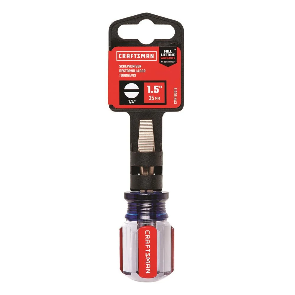 CRAFTSMAN Acetate Handle 1/4-in x 1-1/2-in Slotted (Flathead) Screwdriver, Stubby - Image 4